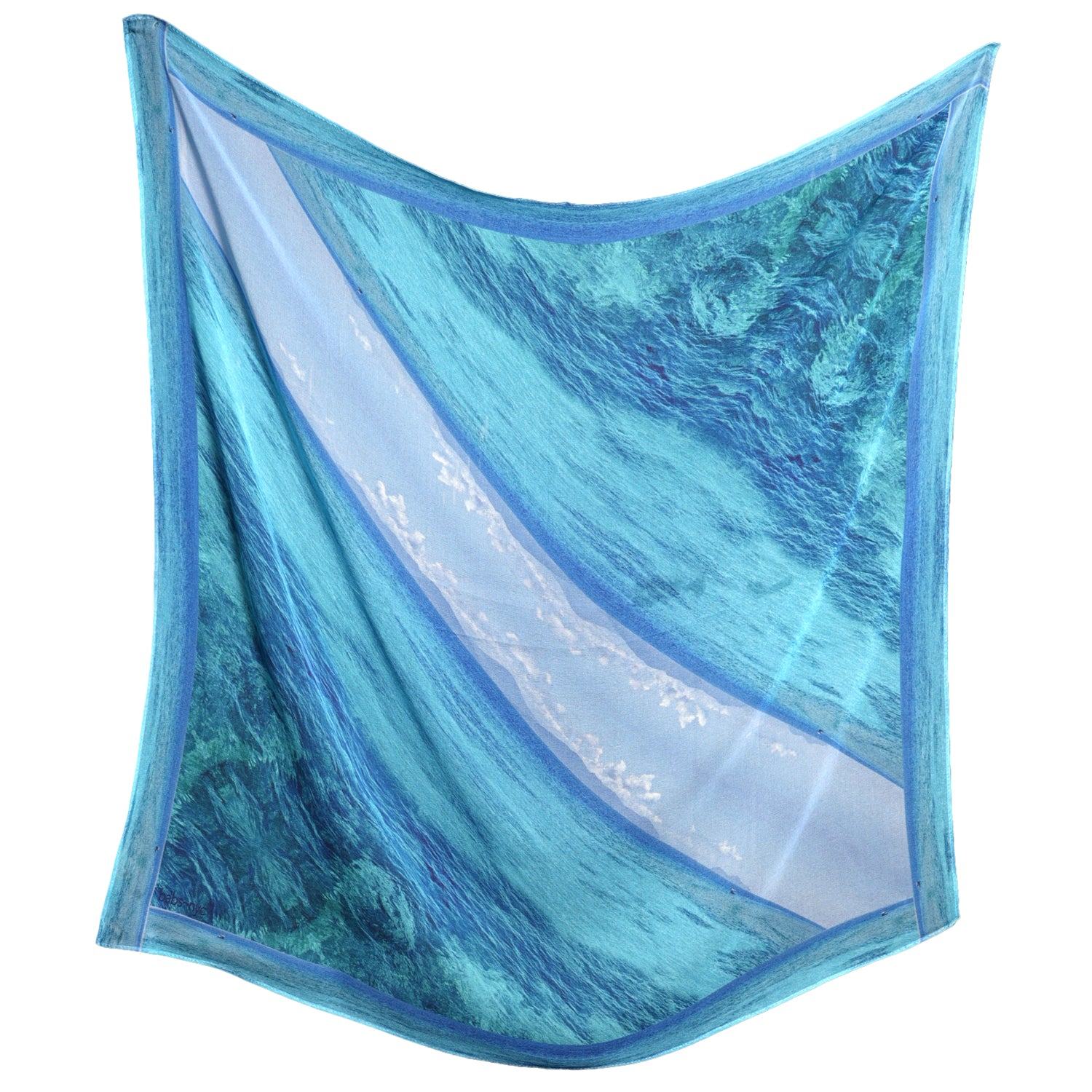 Babs Boutique Nyc Women's Green / Blue Silk Square Scarf - Ocean And Sky - Blues & Teal In Multi