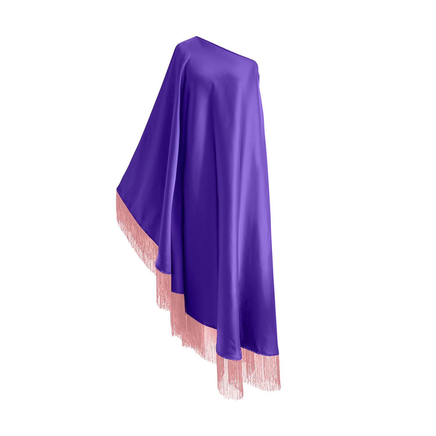 Toma Women's Purple / Pink Dusty Pink Fringe Off Shoulder Purple Glam Maxi Dress In Multi
