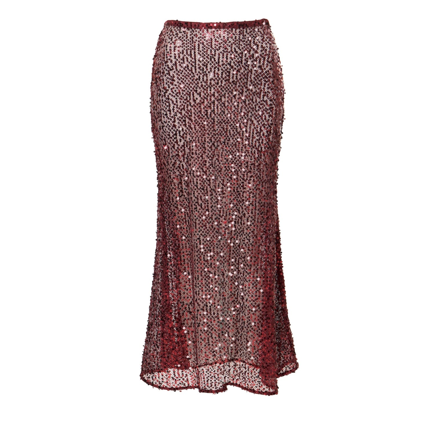 Aggi By Halewski Women's Purple Eliza Burgundy Sparkle Midi Sequin Slip Skirt In Purple