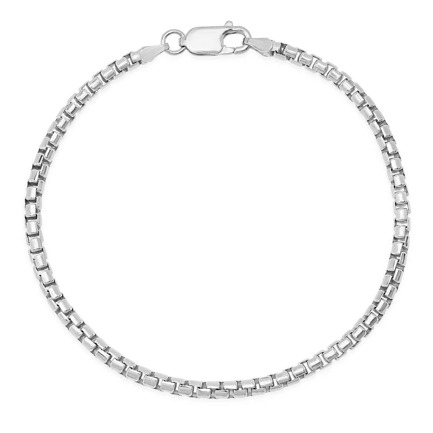 Kylie Harper Mens 8.5" Italian Round Box Chain Bracelet In Sterling Silver
