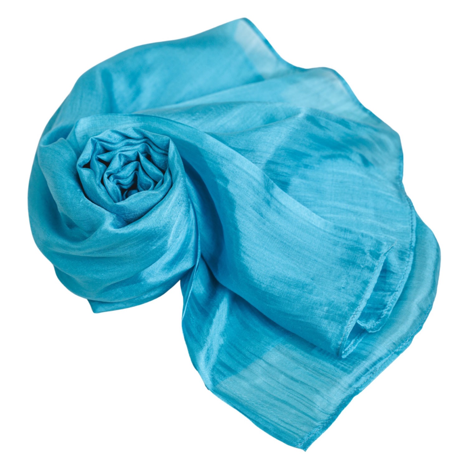 Silk And Bears Women's Turquoise Blue Mulberry Silk Scarf – Lightweight Handmade Shawl In Blue