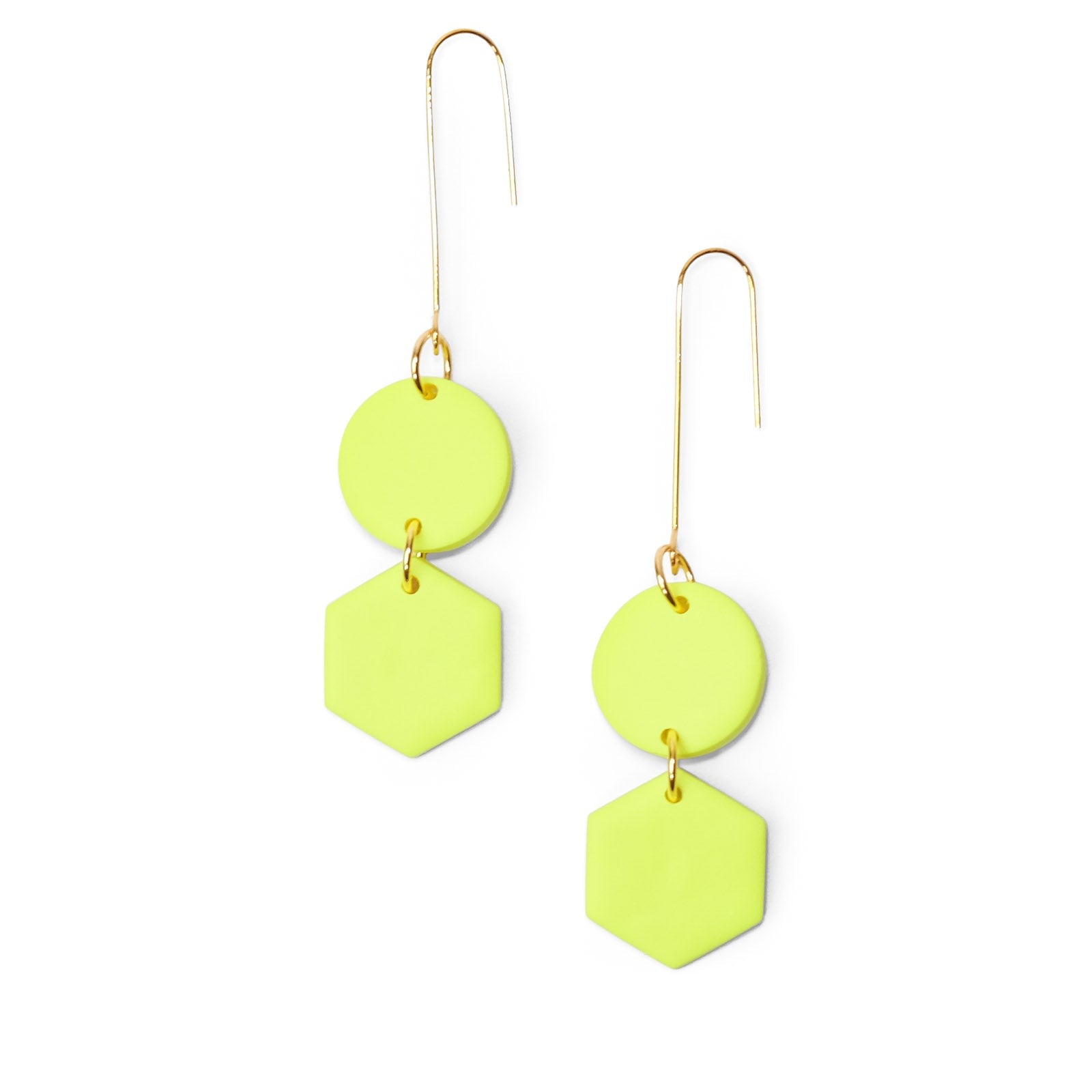 Women’s Yellow / Orange Neon Yellow Geometric Dangly Earrings By Chavelli