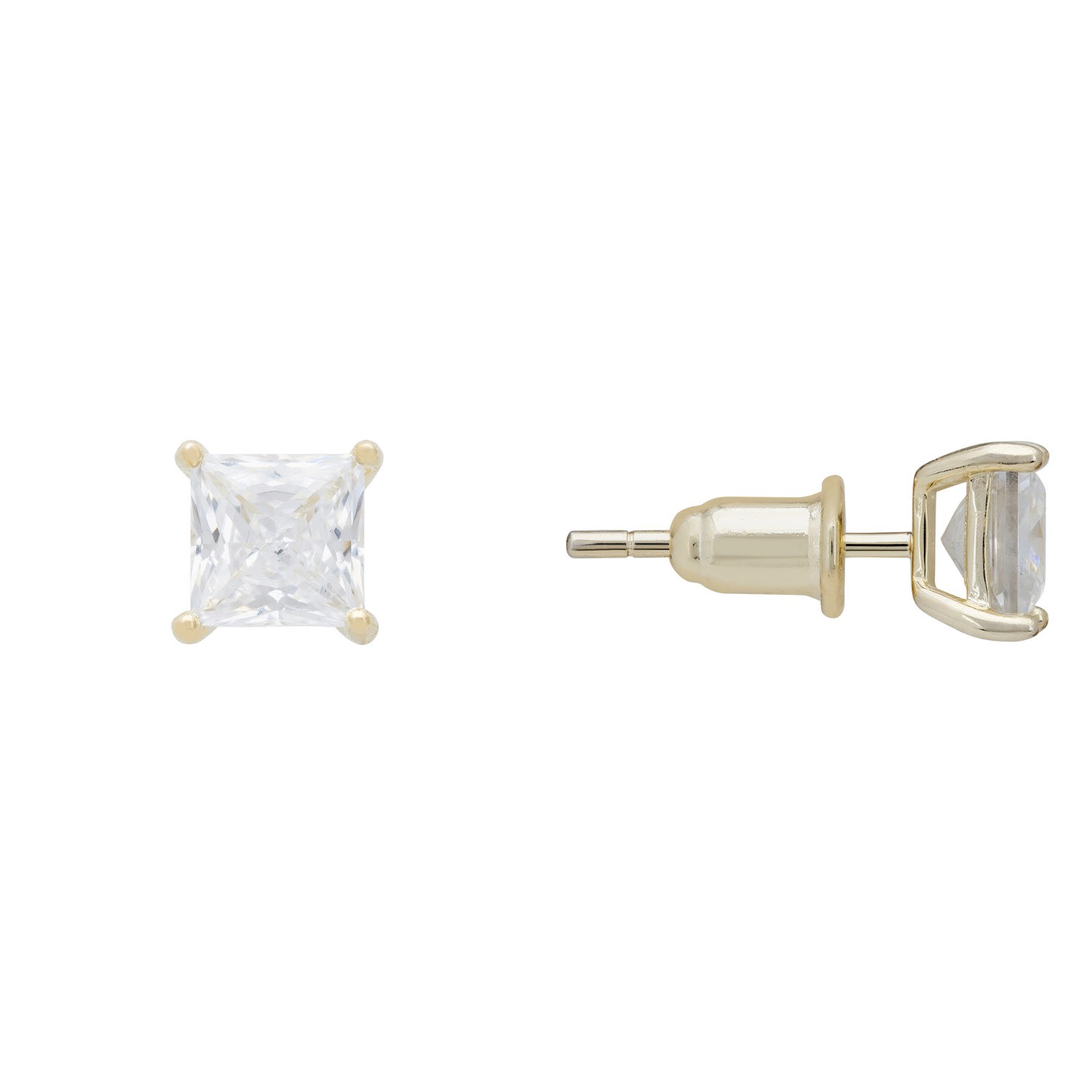 Latelita Silver / White / Neutrals Mens Single Square-cut Solitaire Stud Earring Moissanite Gold