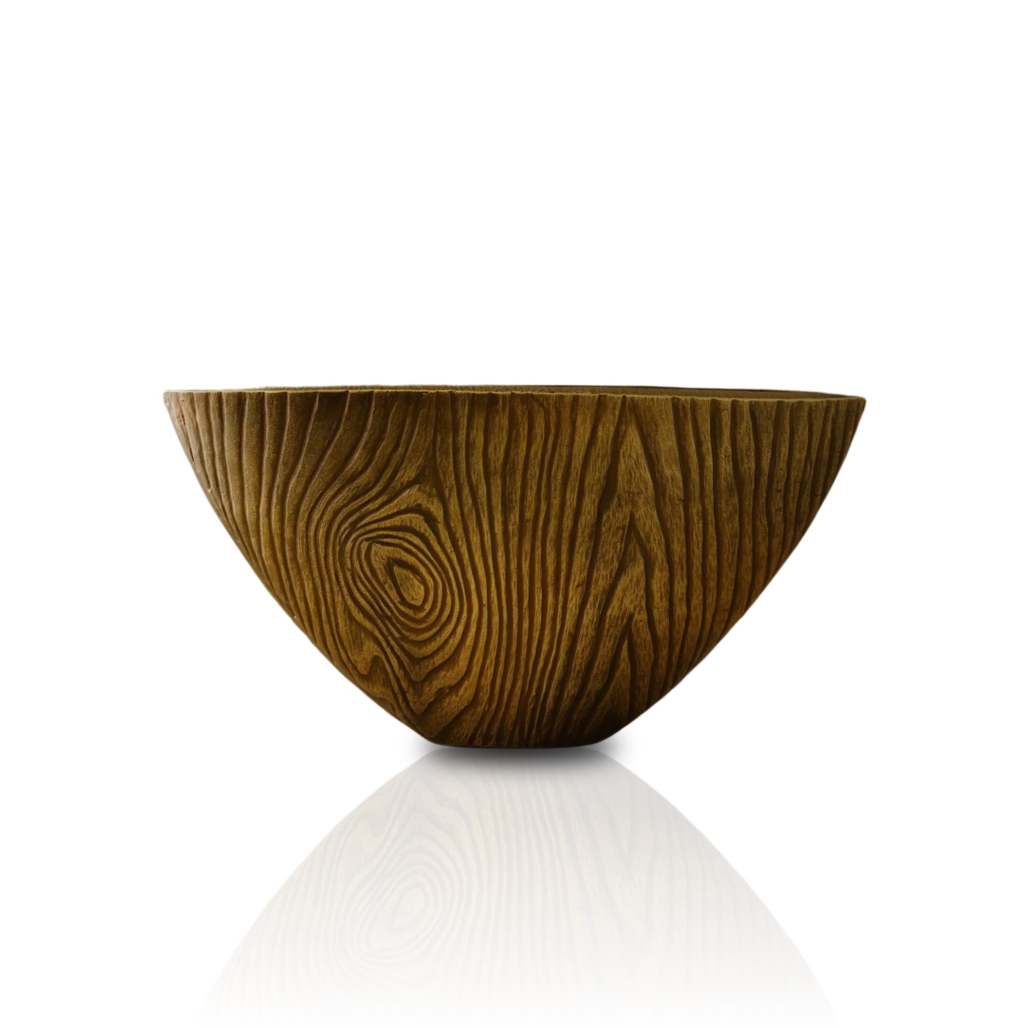 Marleth Brown Zen Bowl Vase – Sculptural Wood-texture Decorative Centerpiece