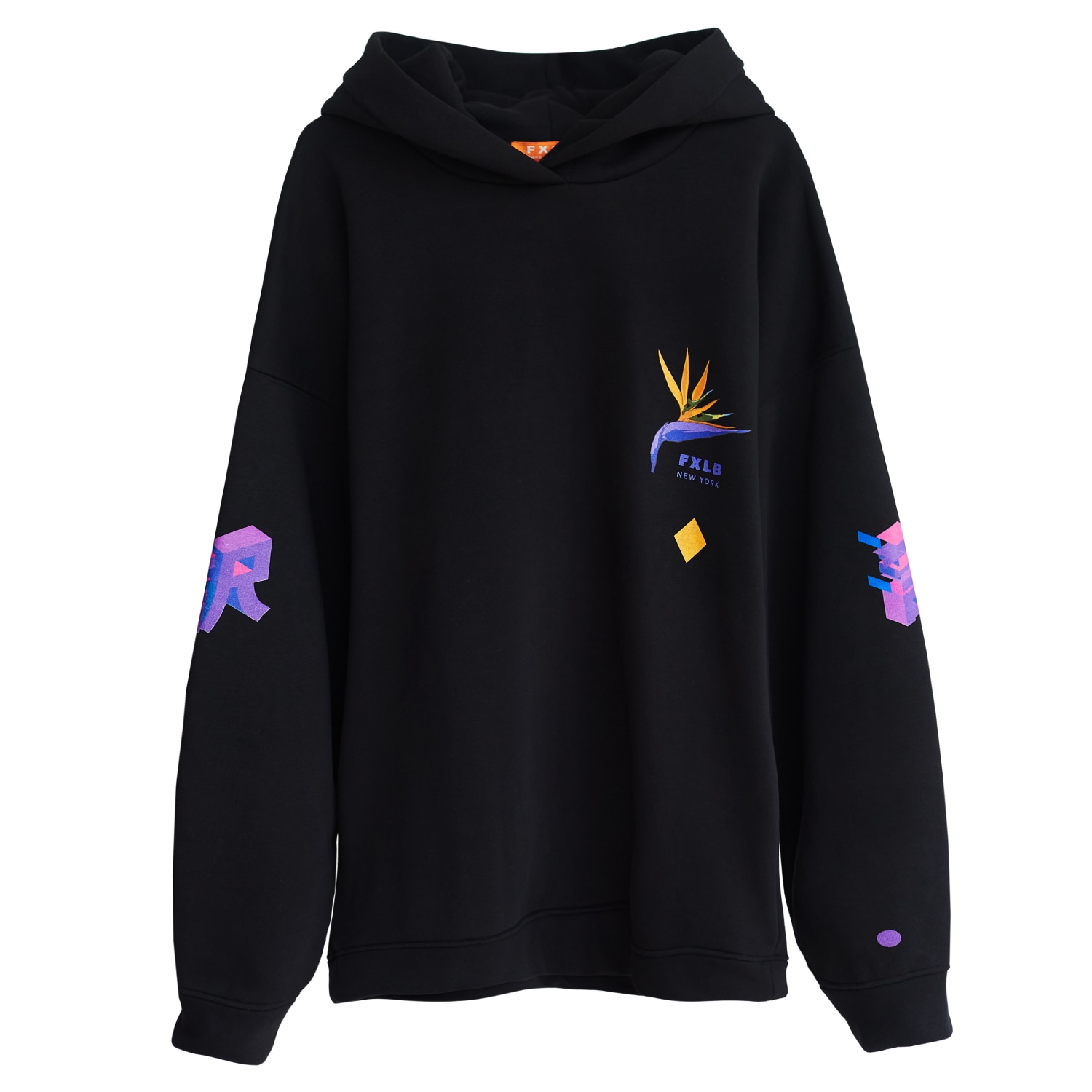 Foxylab New York Women's Unisex Black Fleece Hoodie Blue Method In Black