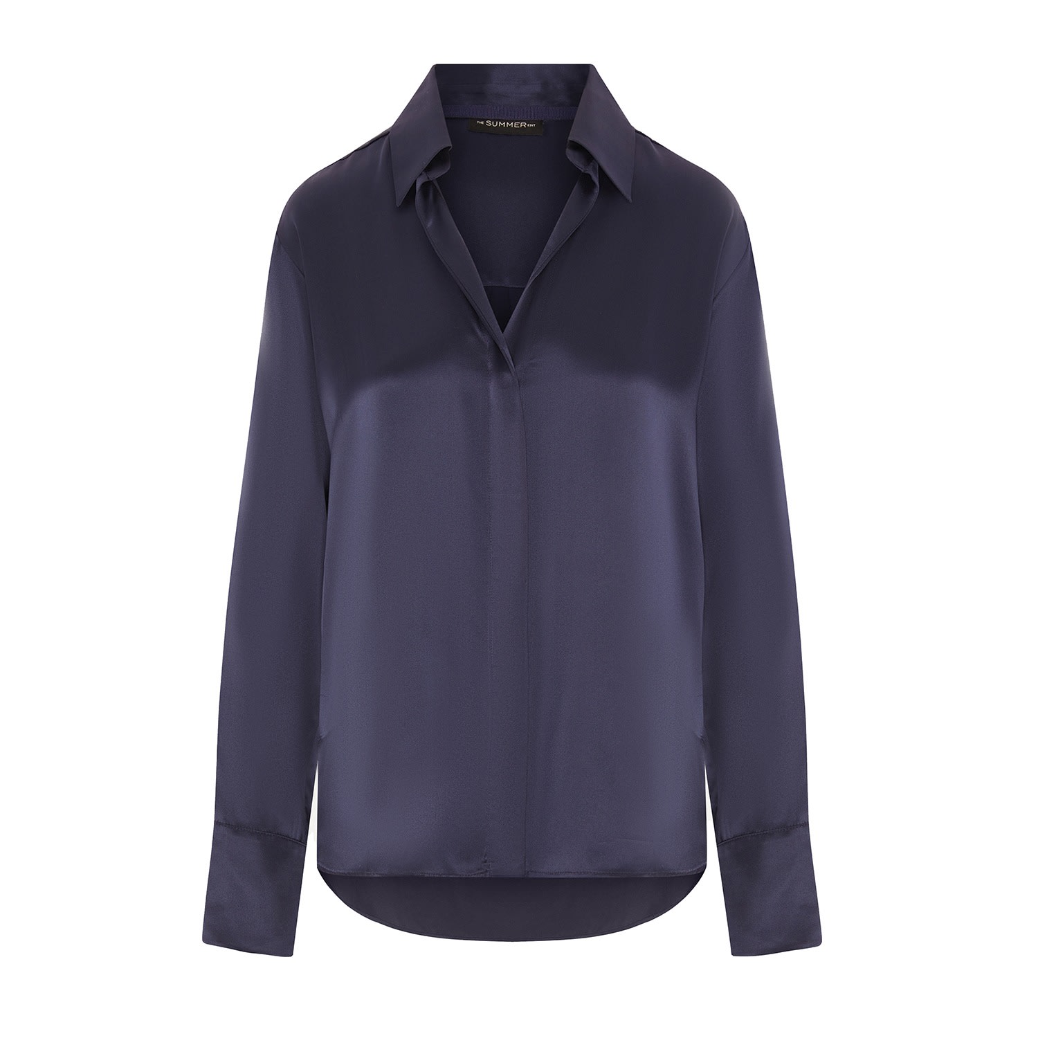 Women’s Ava Silk Shirt - Midnight Blue Large The Summer Edit