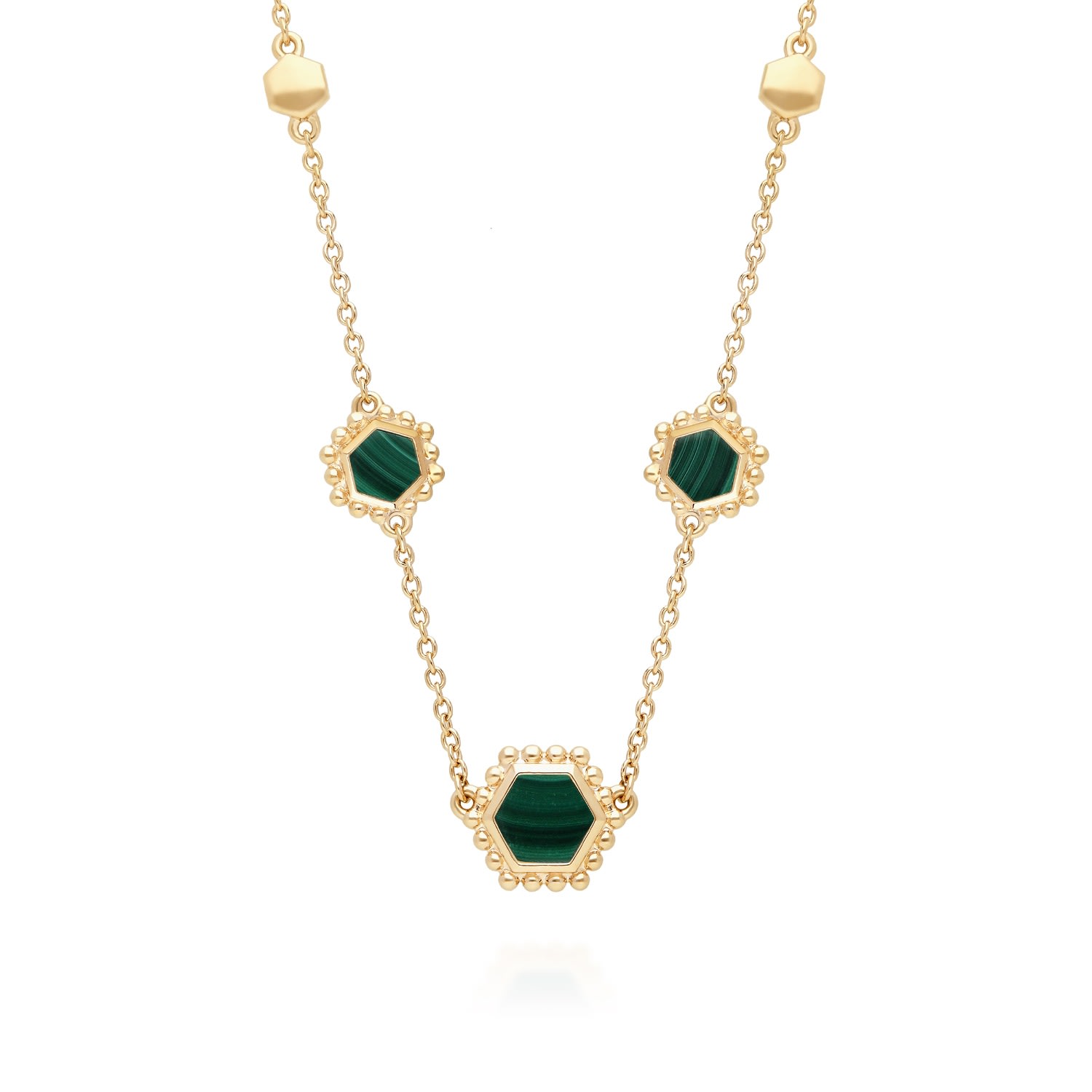 Women’s Green Malachite Slice Necklace In Gold Plated Silver Gemondo