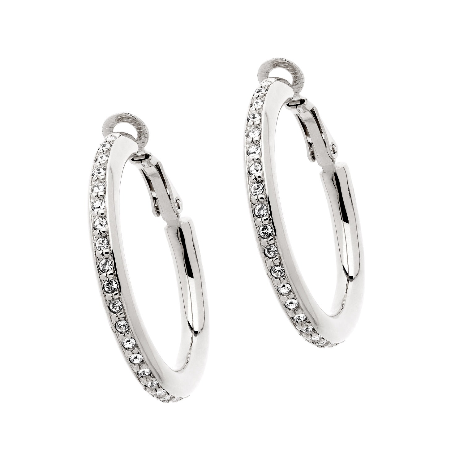 Women’s Silver Platinum & Crystal Hoop Clip On Earrings Emma Holland Jewellery