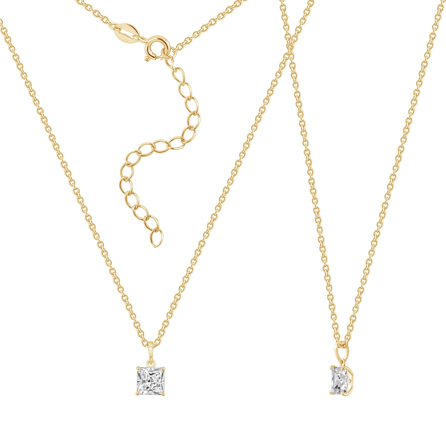 Kiera Women's Yellow Lab-grown Diamond Two Carats Princess Solitaire Pendant Necklace In Yellow