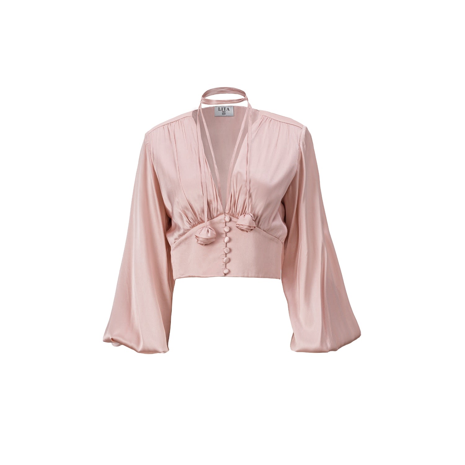 Women’s Pink / Purple Ample-Sleeve Satin Top In Pink Medium Lita Couture