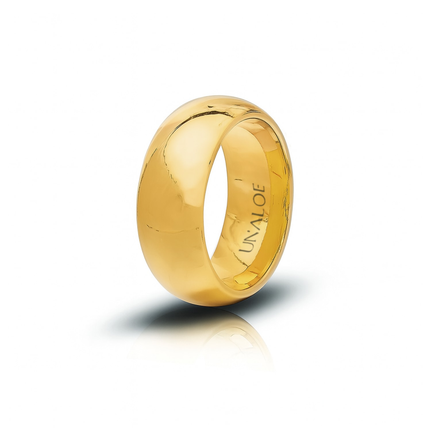 Unaloe Domed Sterling Silver Band For Women's With Gold Plating: Pure And Refined In Gold