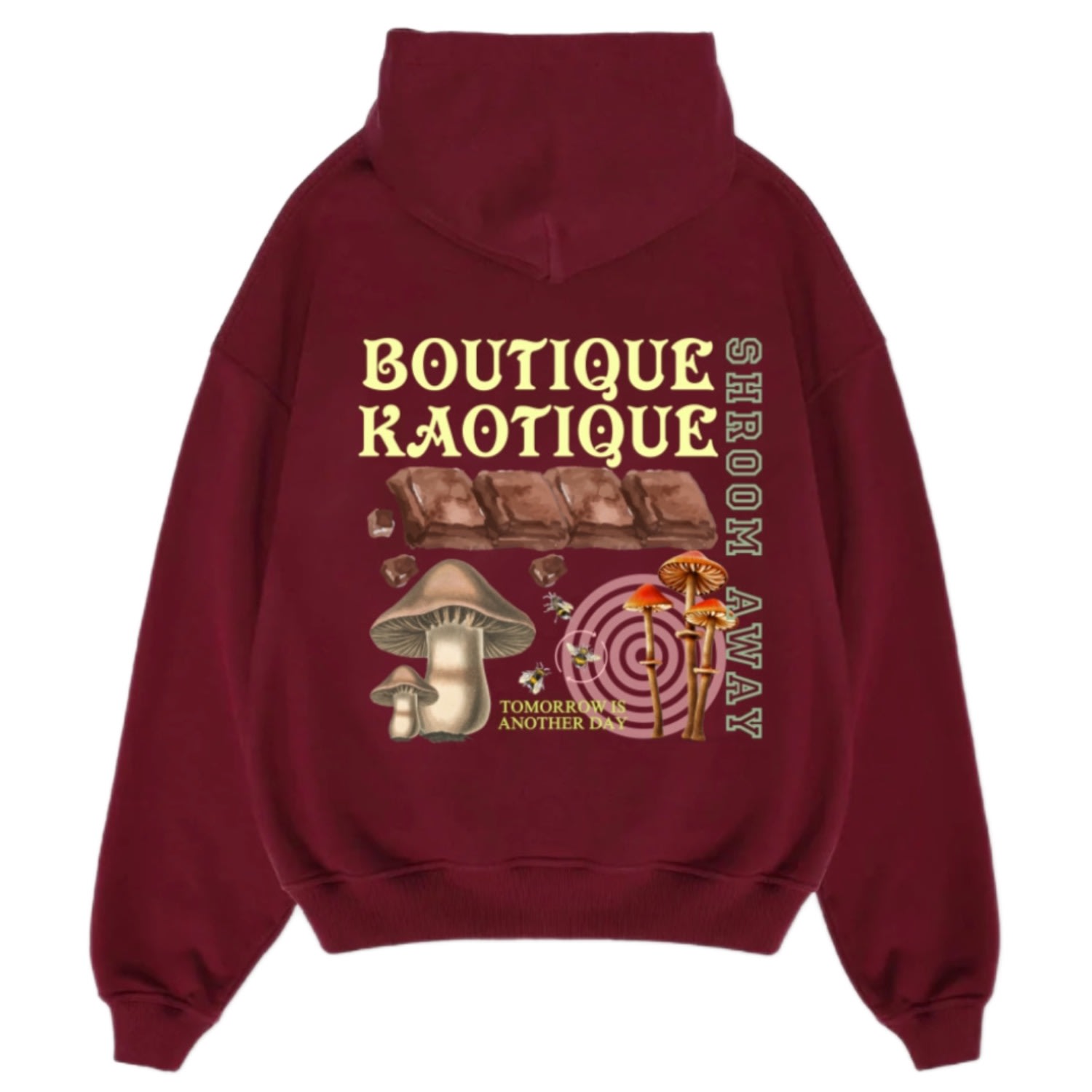 Women’s Red Shroom Away Burgundy Organic Cotton Hoodie Small Boutique Kaotique