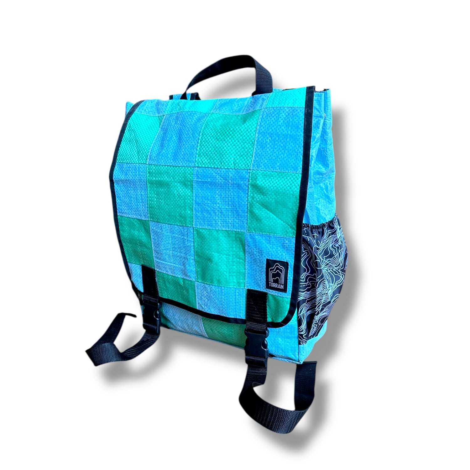 Torrain Recycled Bags Women's Blue / Green Patchwork Aqua Sky Blue Cascade Backpack