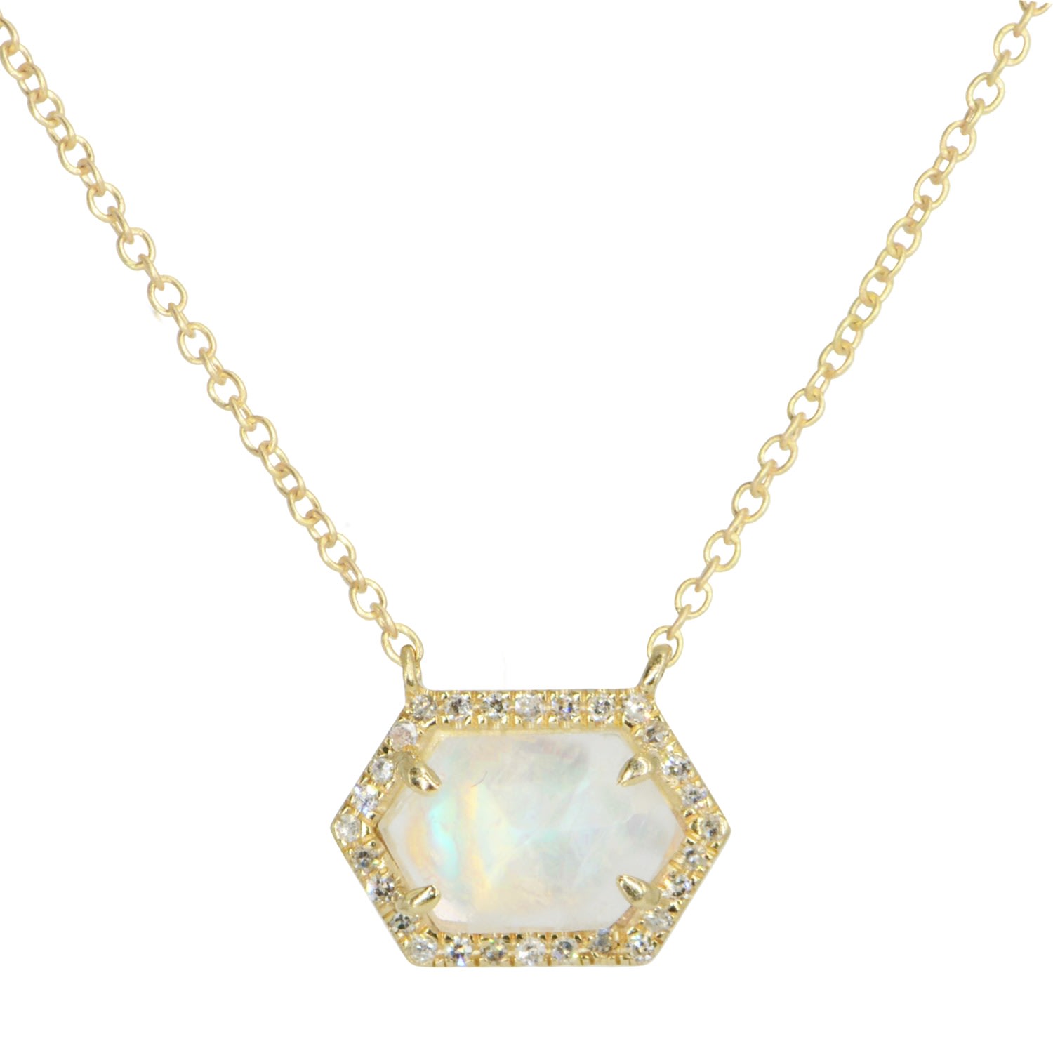 Women’s Moonstone Hex Necklace With Diamonds Kamaria