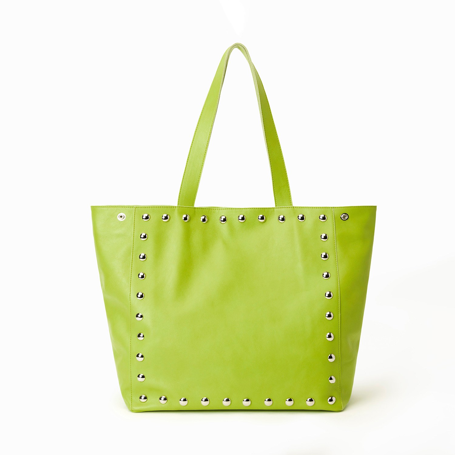 Juan-jo Women's Lime Green Studded Leather Tote Bag