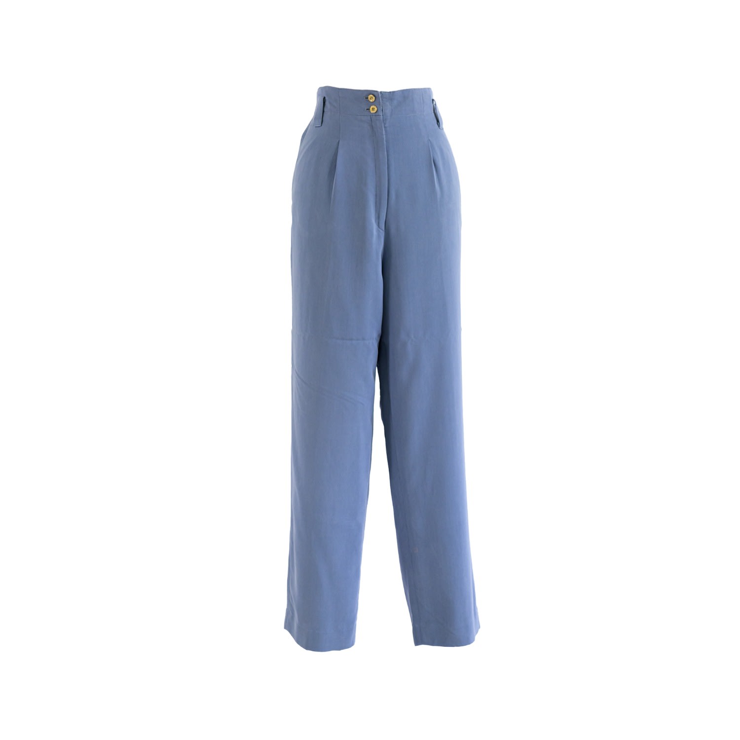 Women’s Vintage Blue Chiffon High-Waist Patch Pocket Trousers Medium Sugar Cream Vintage