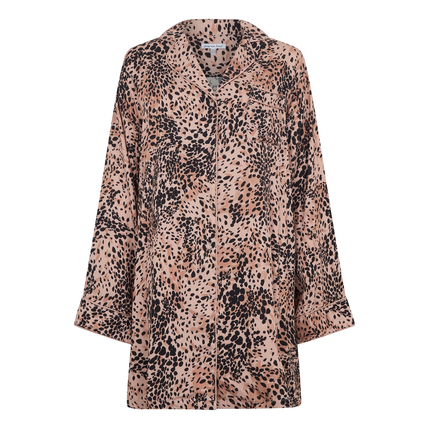 Lily And Lionel Women's Simone Long Sleeve Animal Print Nightshirt In Brown