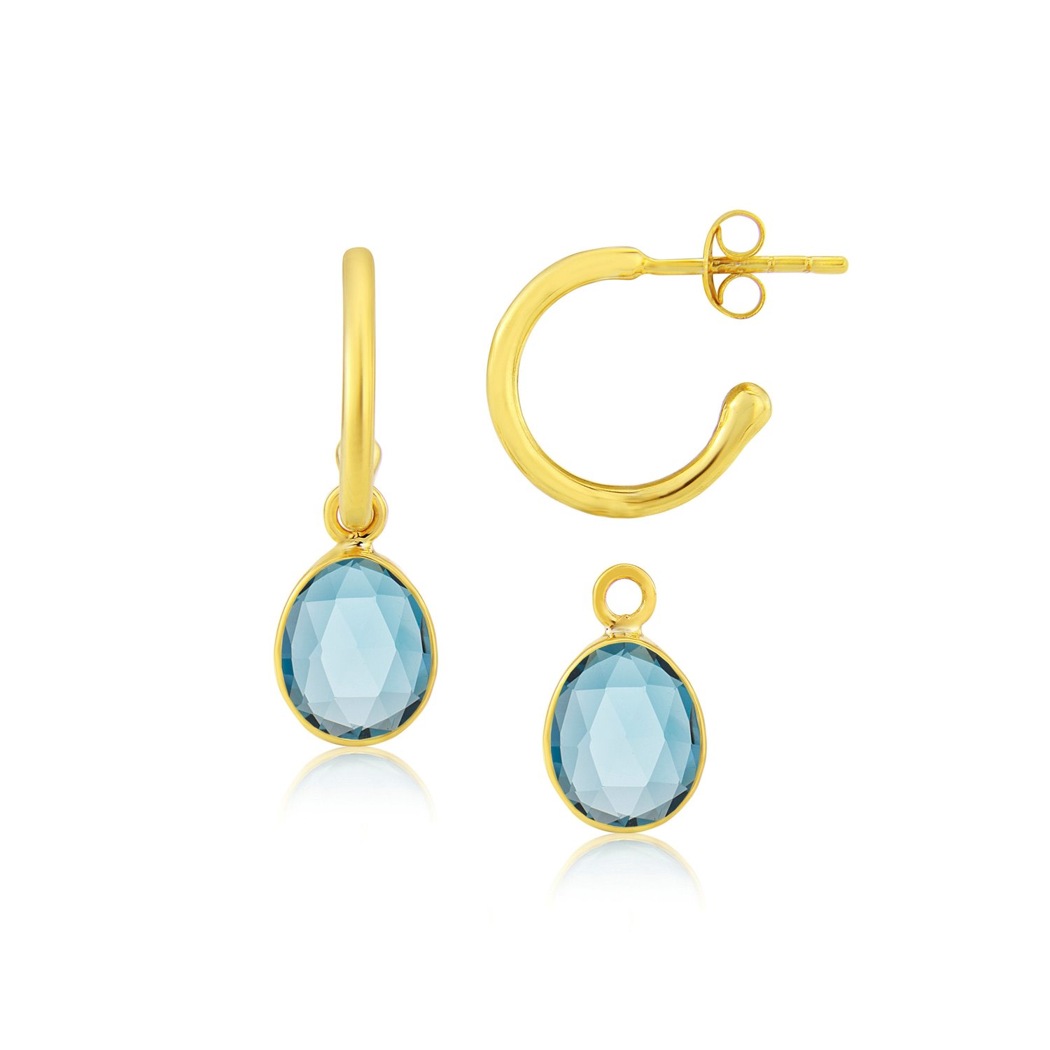 Women’s Gold / Blue Manhattan Gold & London Topaz Interchangeable Gemstone Earrings Auree Jewellery