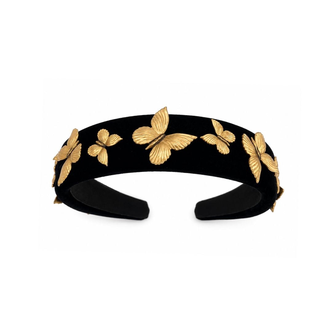 Women's Black The Mariposa Headband | One Size | Stephanie Browne Australia