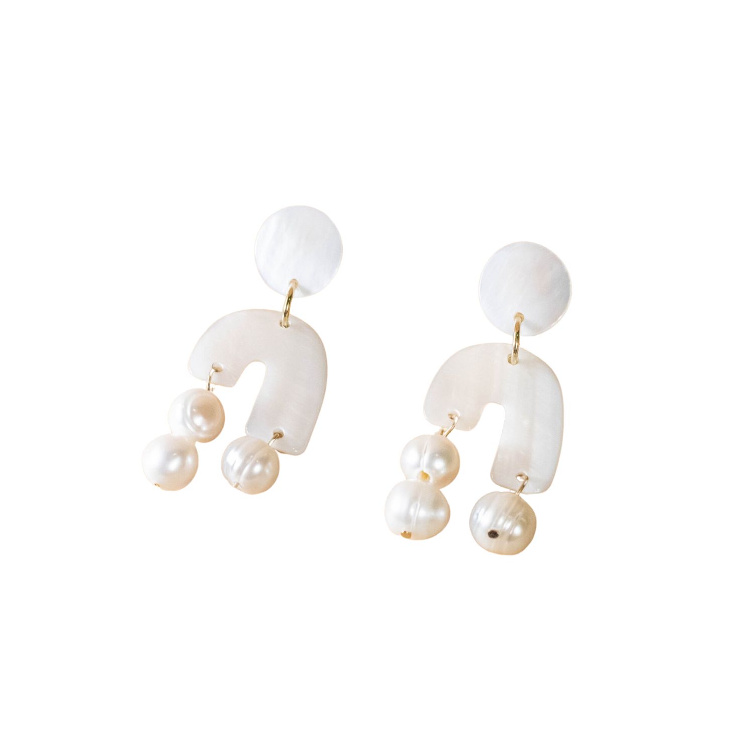 Likha Women's White Asymmetrical Pearl Earrings