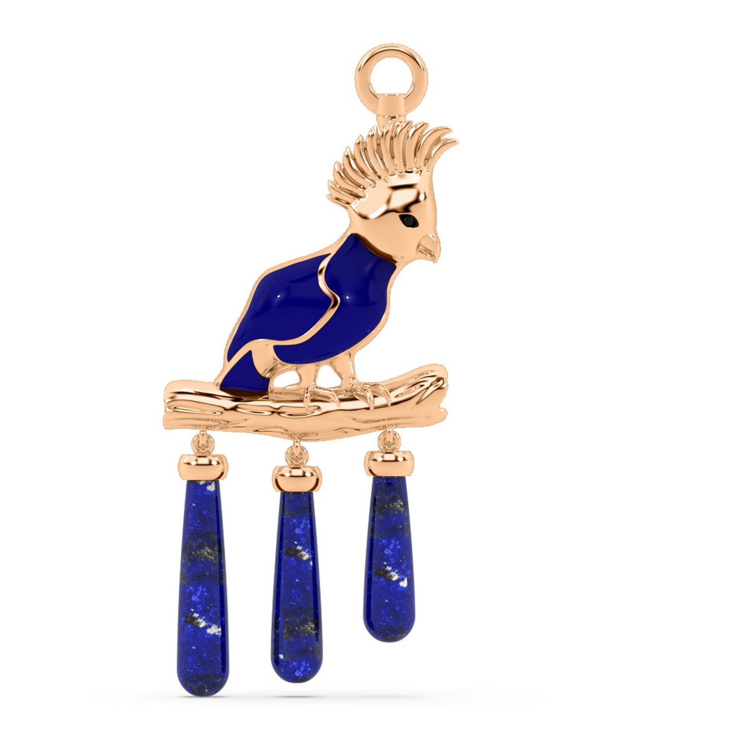 Women’s The Blue Cockatoo Charm - Bird Charm - Rose Gold Oni Fine Jewelry