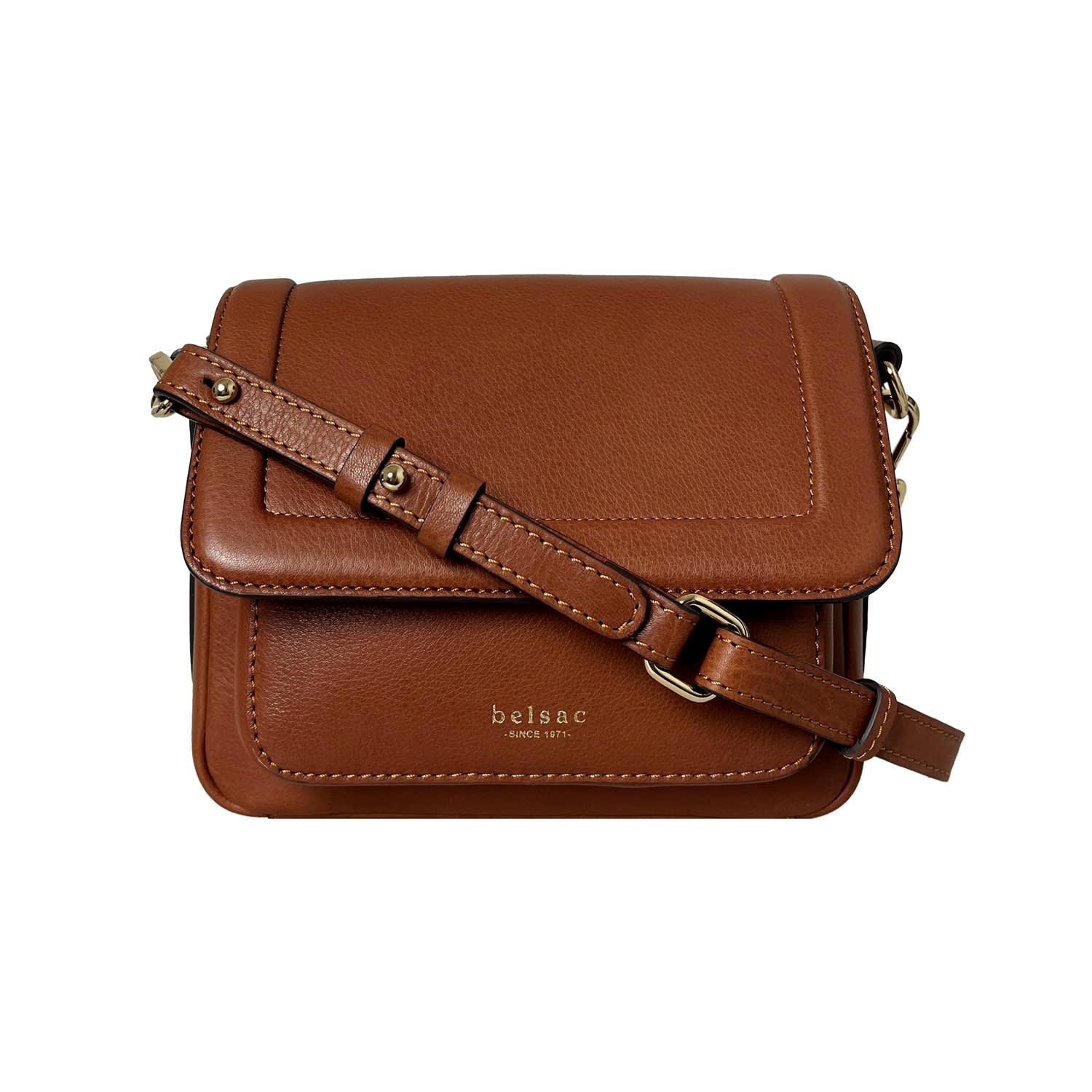 Women's Brown Rhina Cognac Leather Crossbody | One Size | Belsac