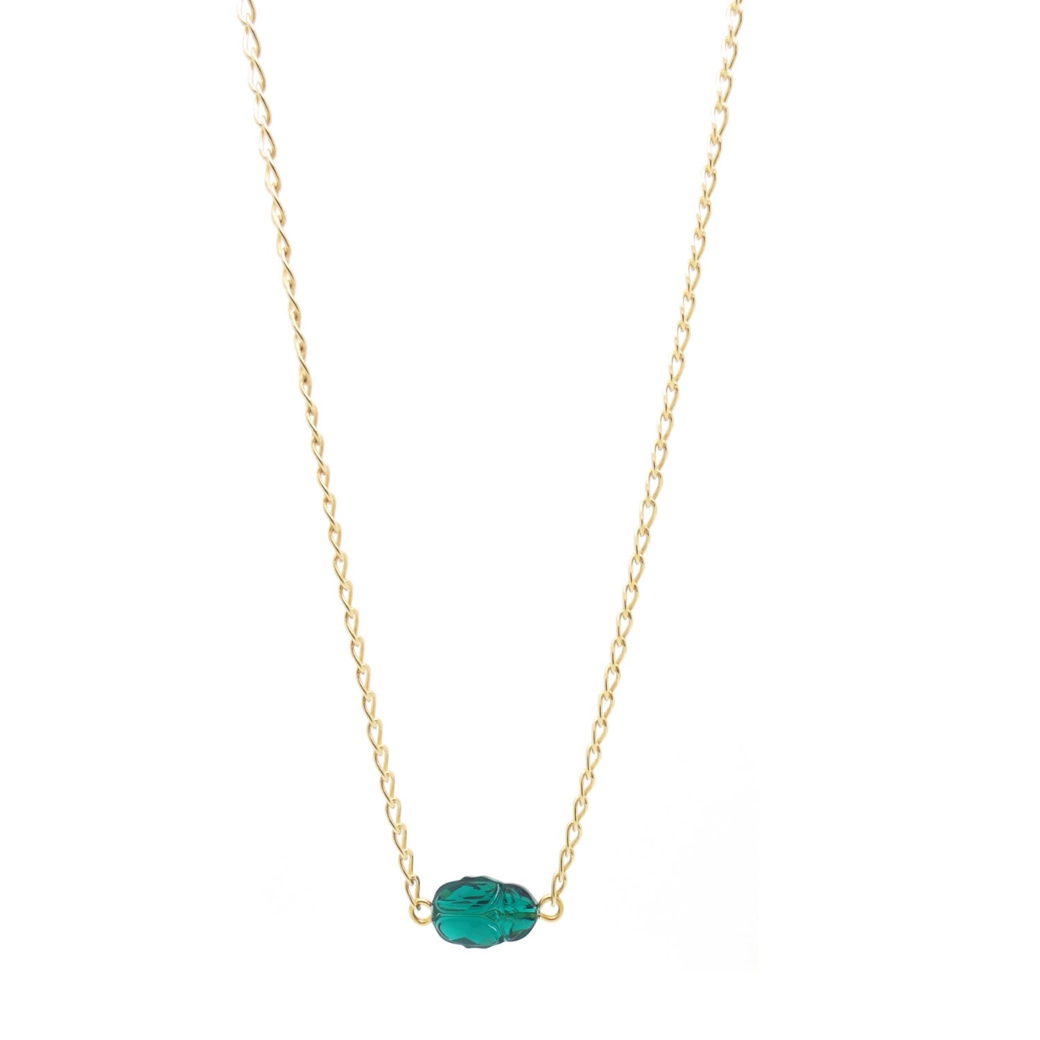 Women’s Green / Gold Emerald Scarab Necklace Salome