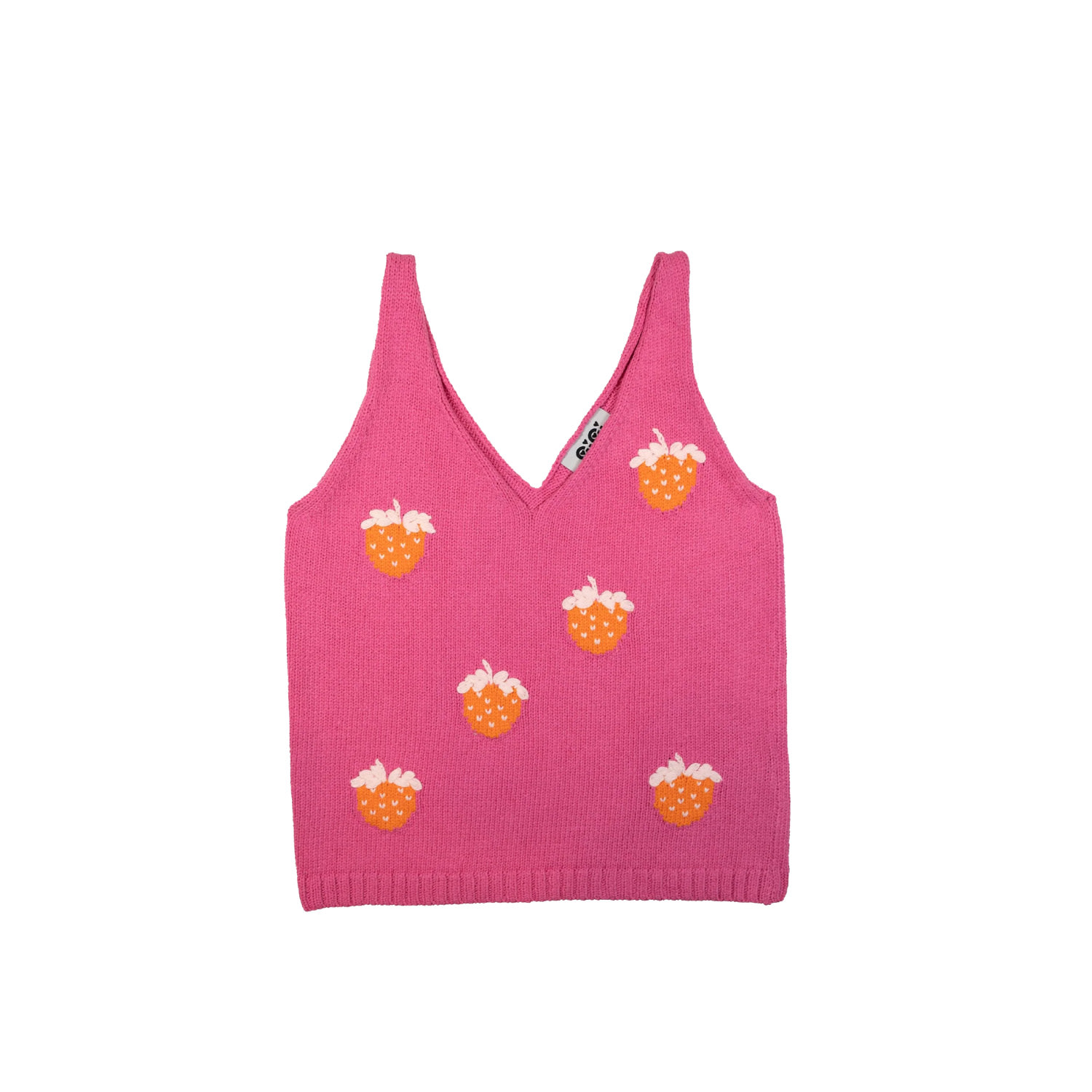 Gigi Knitwear Women's Pink / Purple Strawberry Cotton Tanktop In Pink In Pink/purple