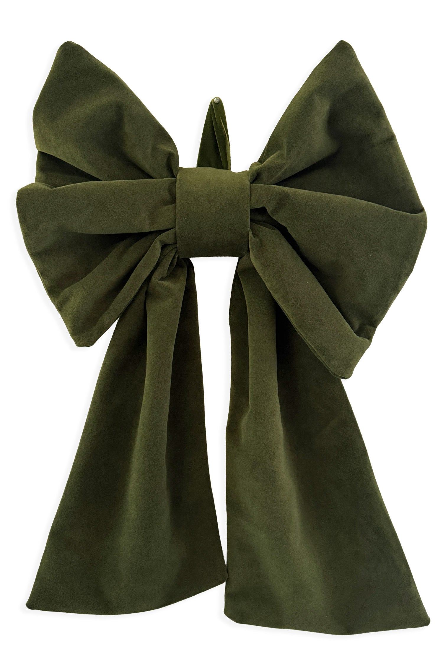 The Well Worn The Oversized Charlotte Woodland Green Velvet Bow In Green