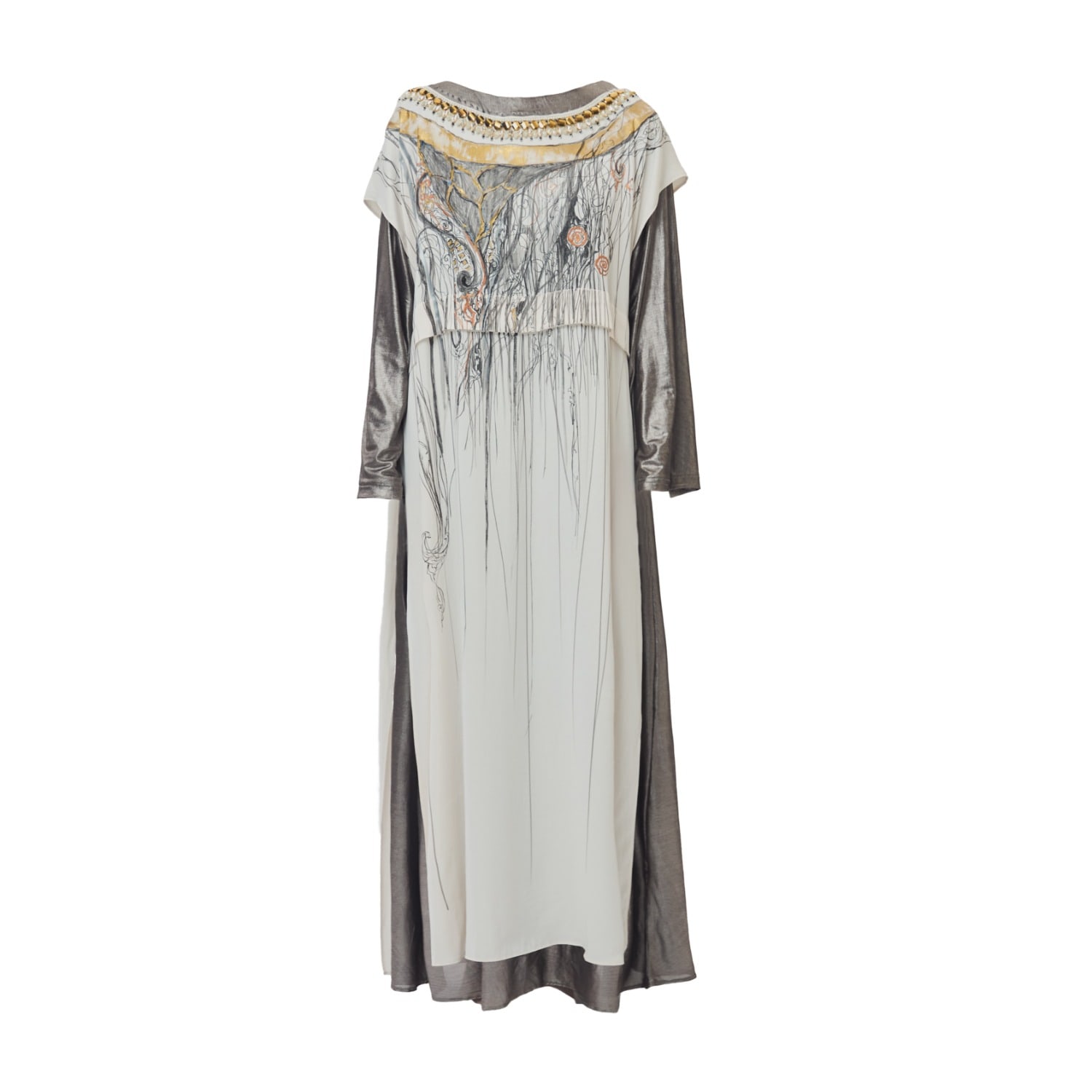 Saniya Khan Women's White Golden Sketch In White