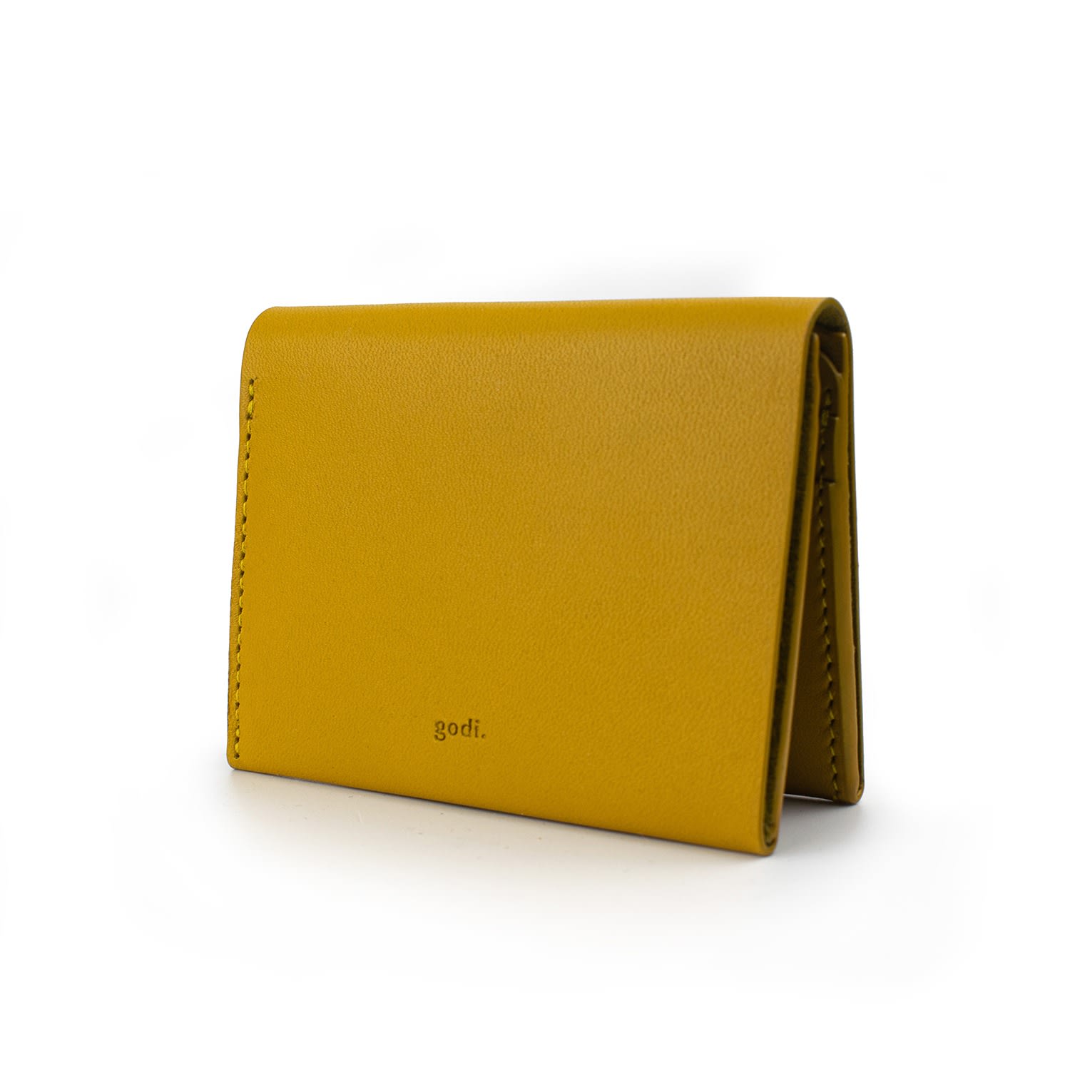 Godi. Women's Handmade Bifold Leather Wallet - Amber Yellow In Yellow