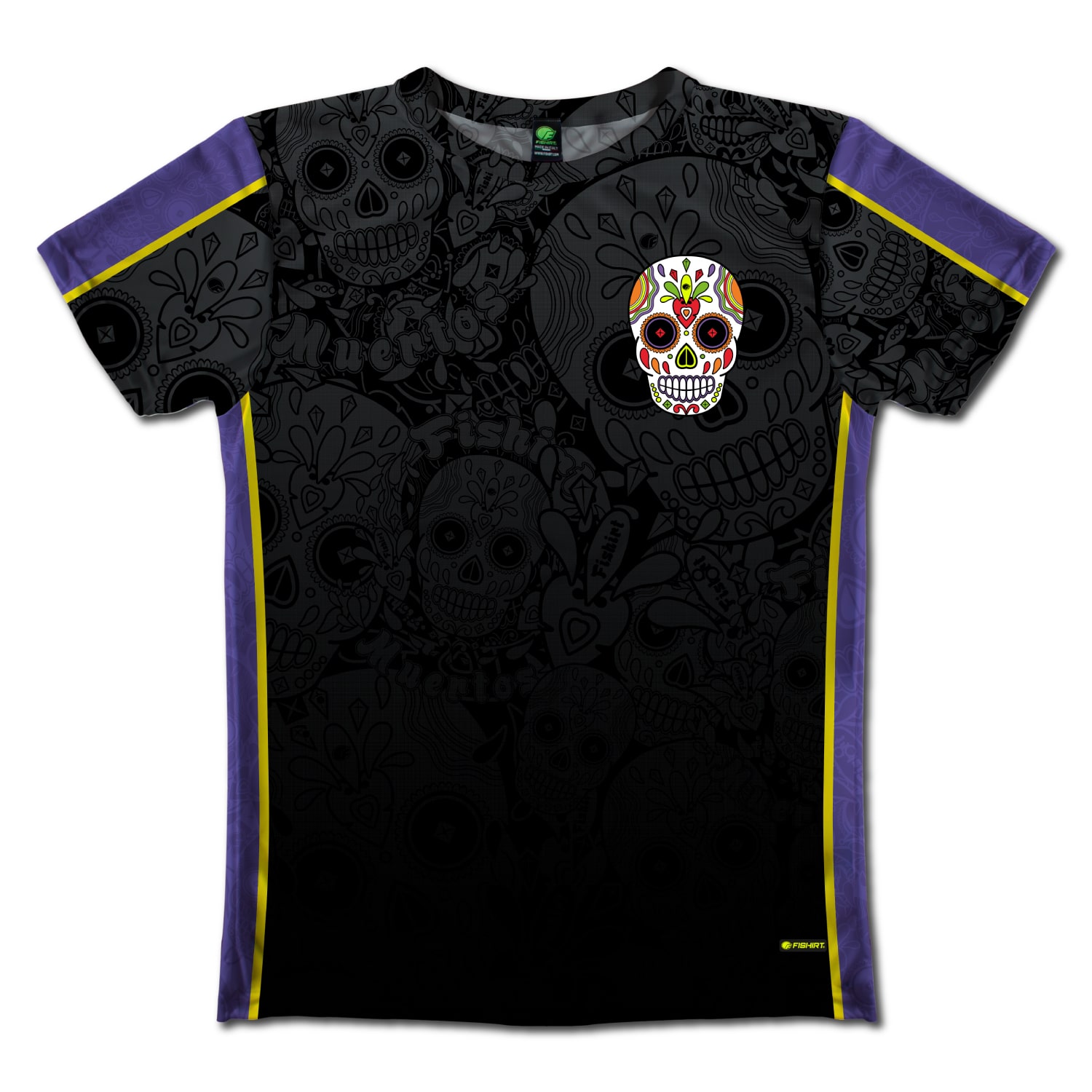 Fishirt Men's Sport T-shirt  L.a. Muertos Mexican Skull Graphic - Black