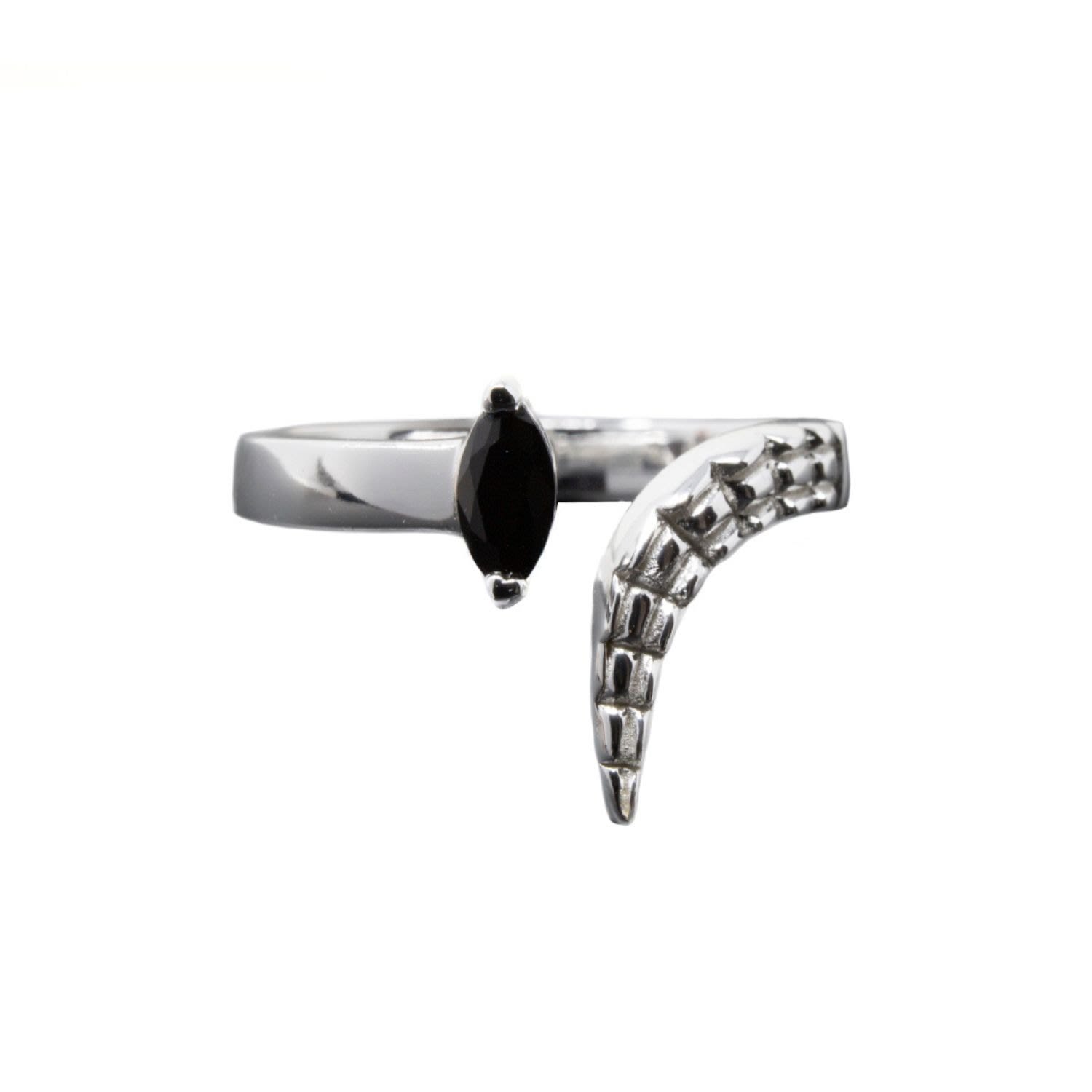 Nasi Silver Women's Black Croctail Marquise Ring- Onyx- Silver In Black