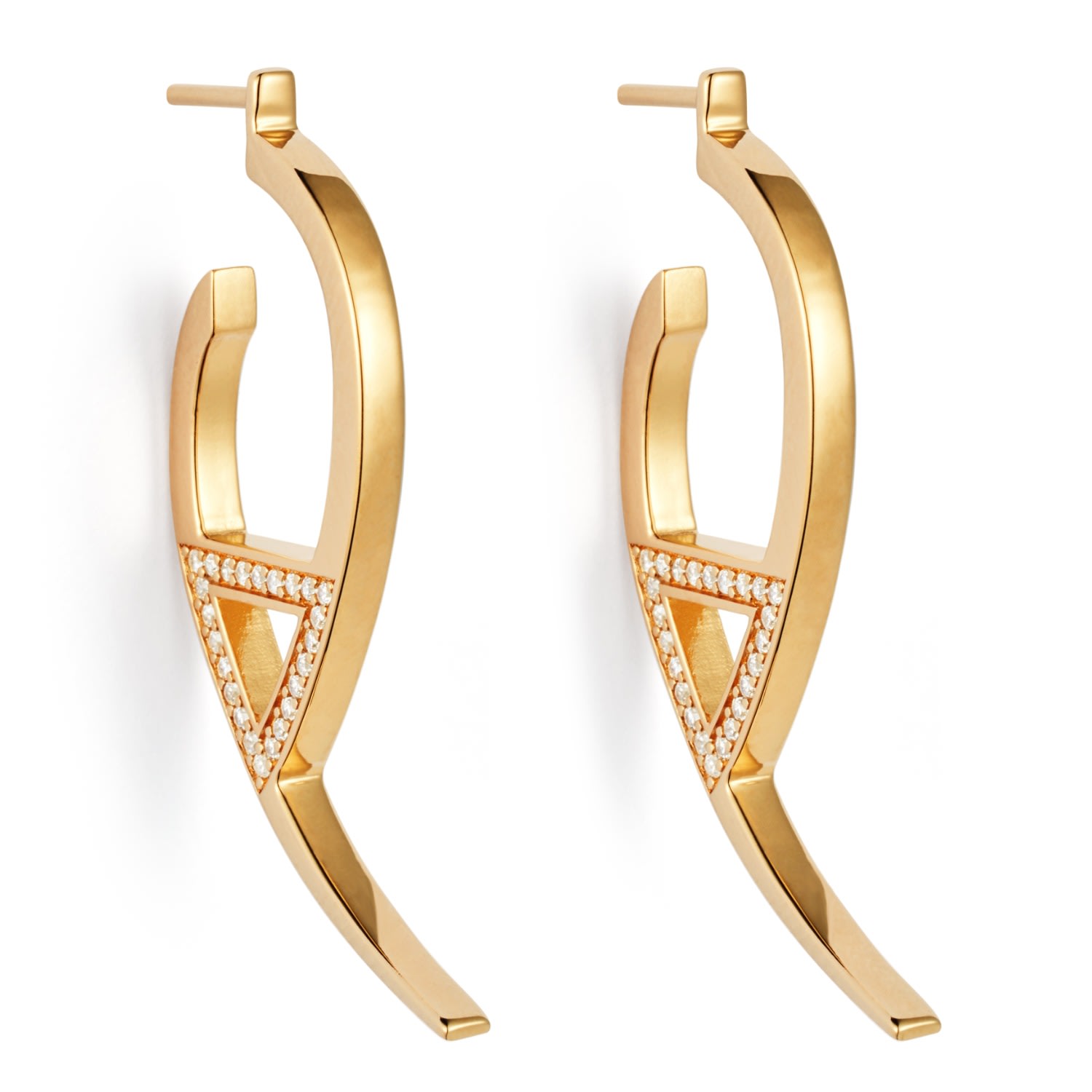 Toolally Women's Flick Earrings - Gold Vermeil & Cubic Zirconia In Gold