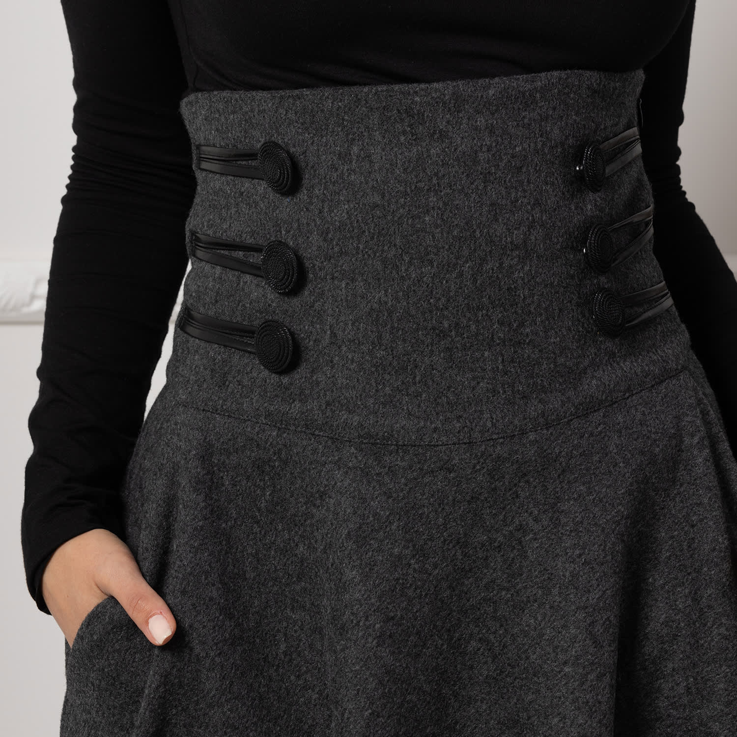 【INCHANT ME】Wear Wool High Waist Long Skirt high-waisted-wool-maxi-