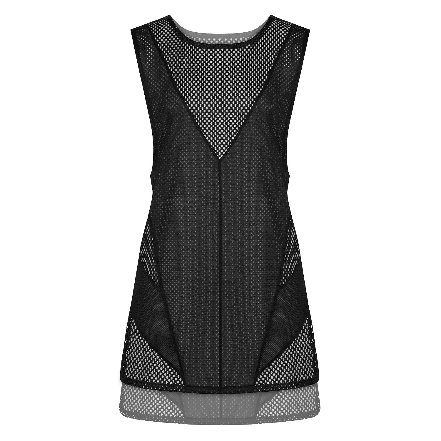 Kim Foley Women's Black High-low Beach Cover-up Athletic Mesh Dress In Black