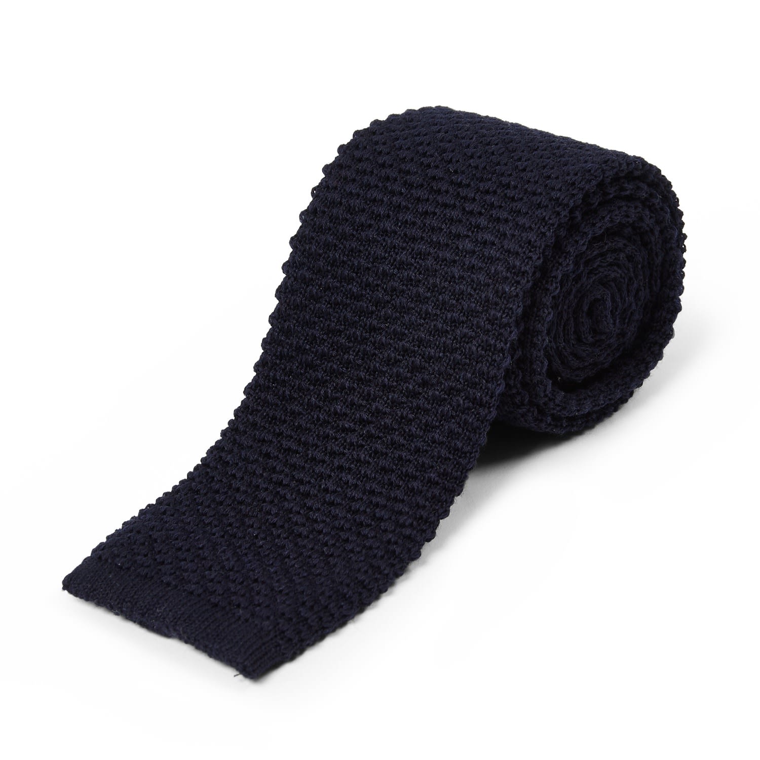 Burrows And Hare Men's Blue Wool Knitted Tie - Navy In Black