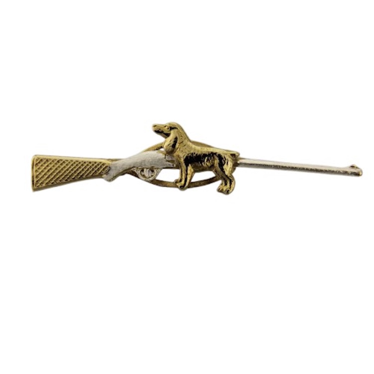 Simon Kemp Jewellers Men's Spaniel Tie Clip In Sterling Silver And Eighteen Carat Gold