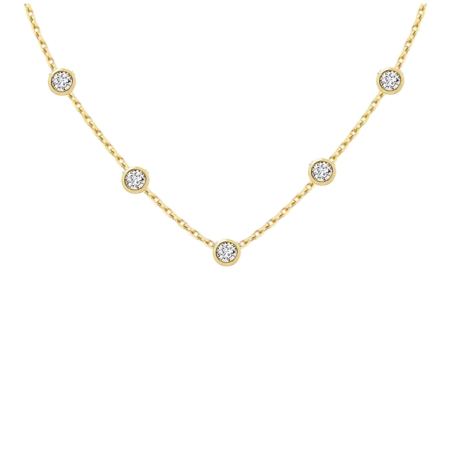 Lily Flo Jewellery Women's Gold Nova Round Cut Diamond Station Necklace