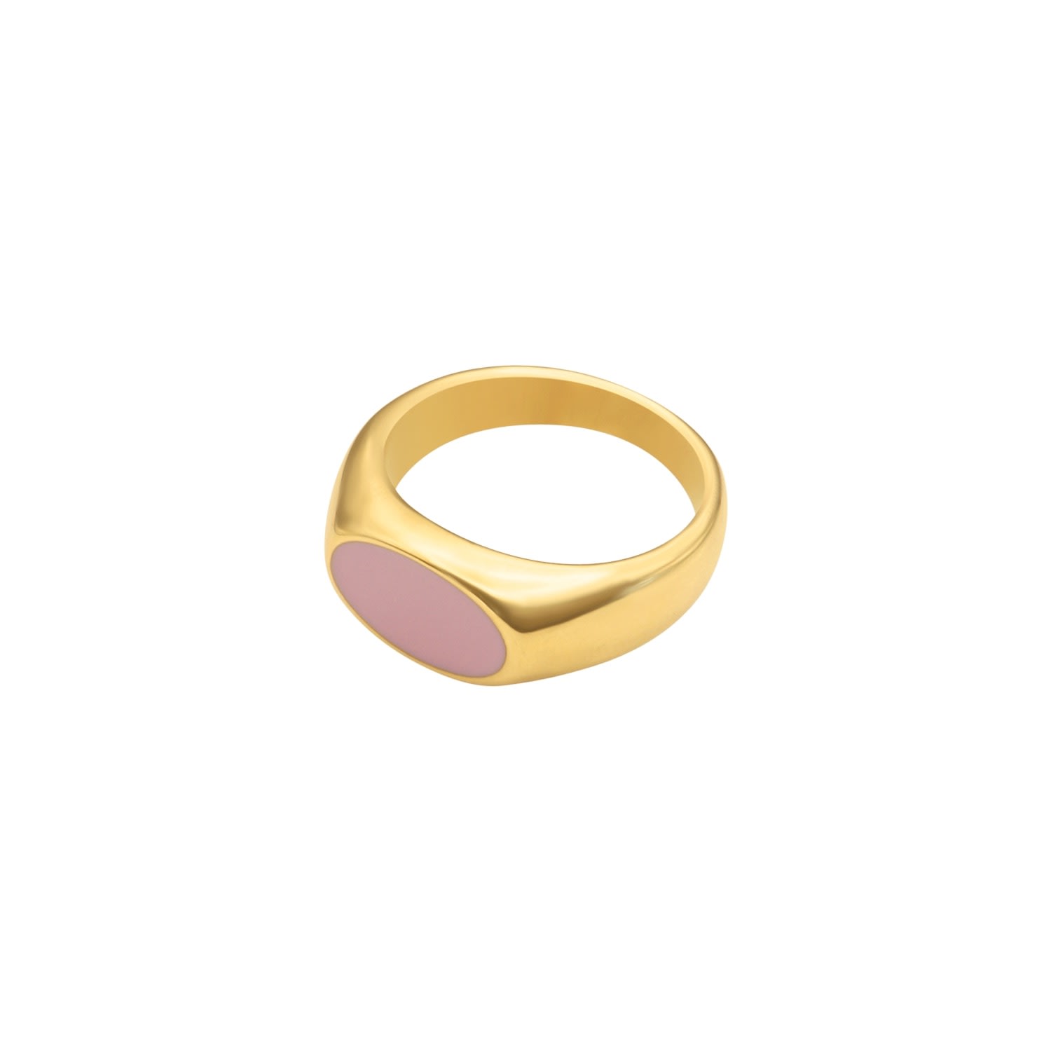 Women’s Gold / Pink / Purple Belle - 18K Gold Plated Pink Enamel Stacking Ring La Cte Club