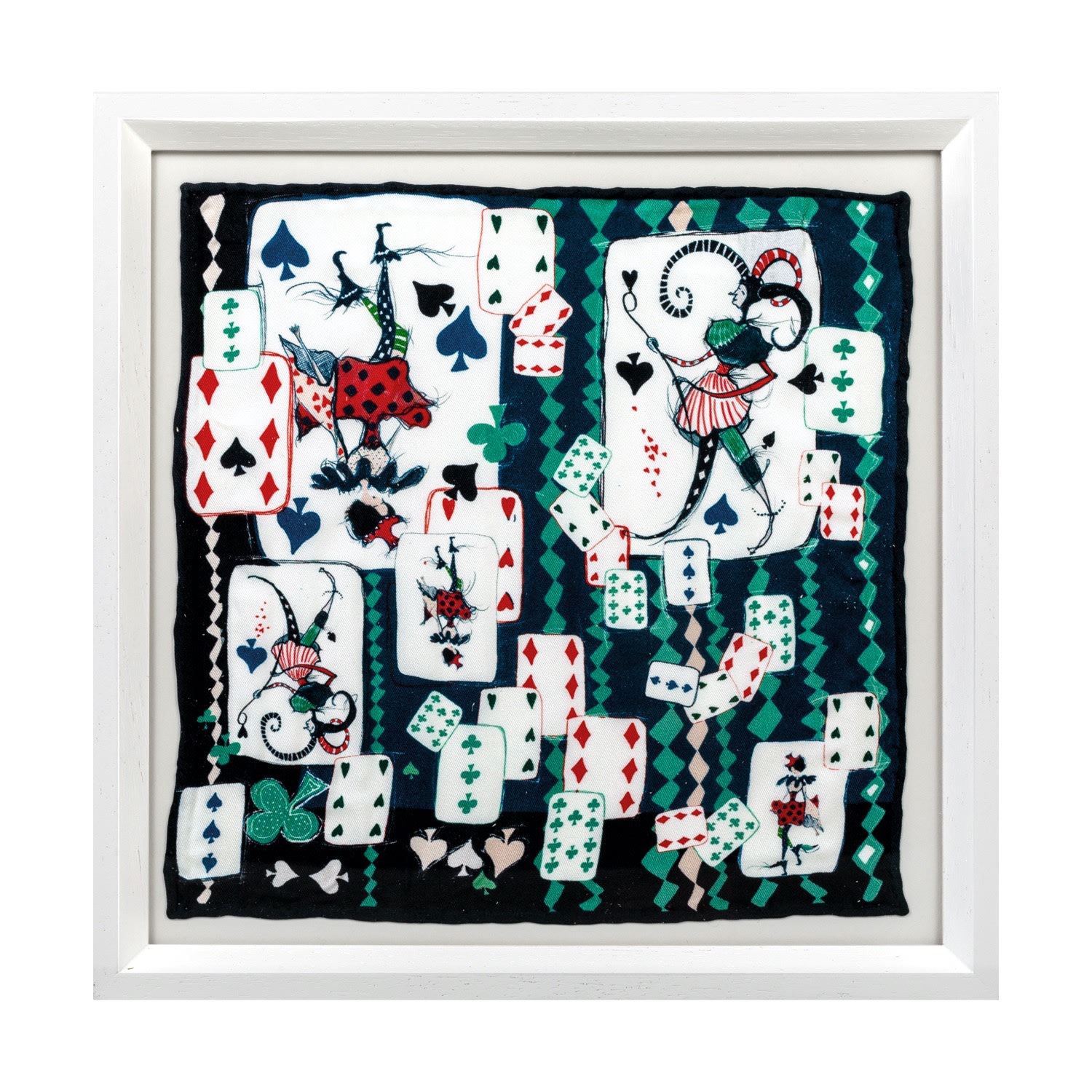 Framed Silk Art Playing Card Green One Size Un Poco