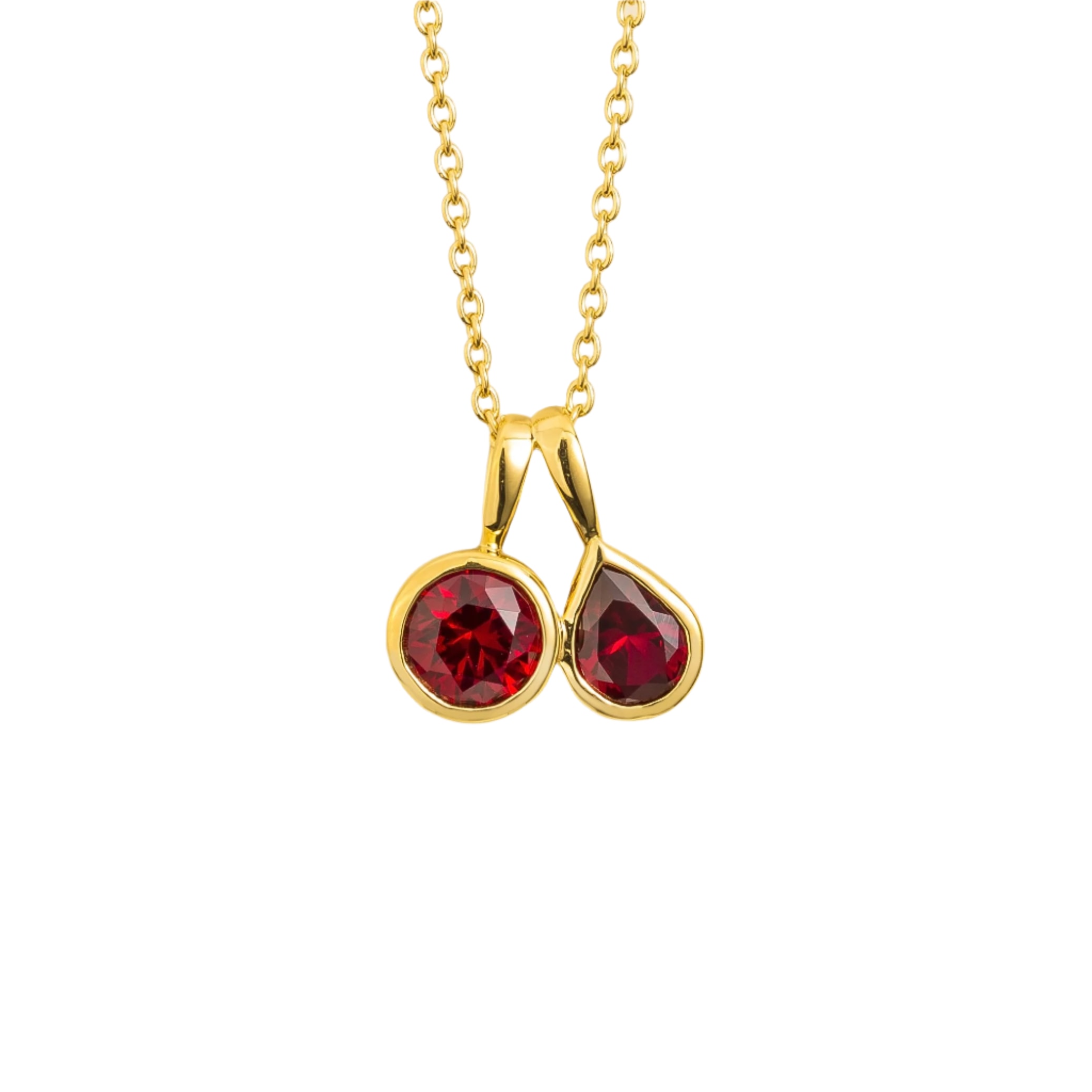 Juvetti Women's Gold / Red Prunus Gold Necklace Set With Ruby