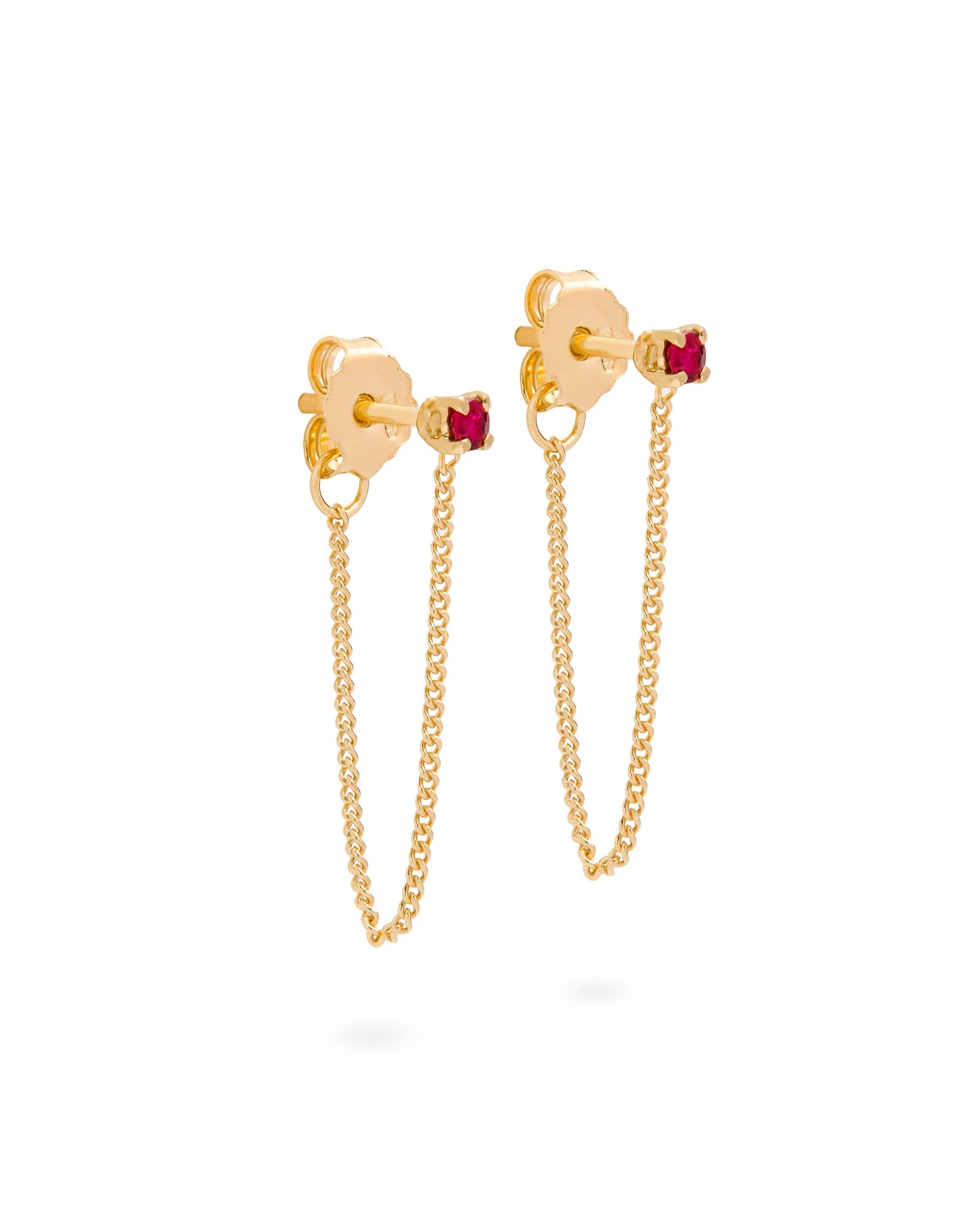 Eloise Jewelry Women's Red Connection Chain Stud Earrings Ruby In Red