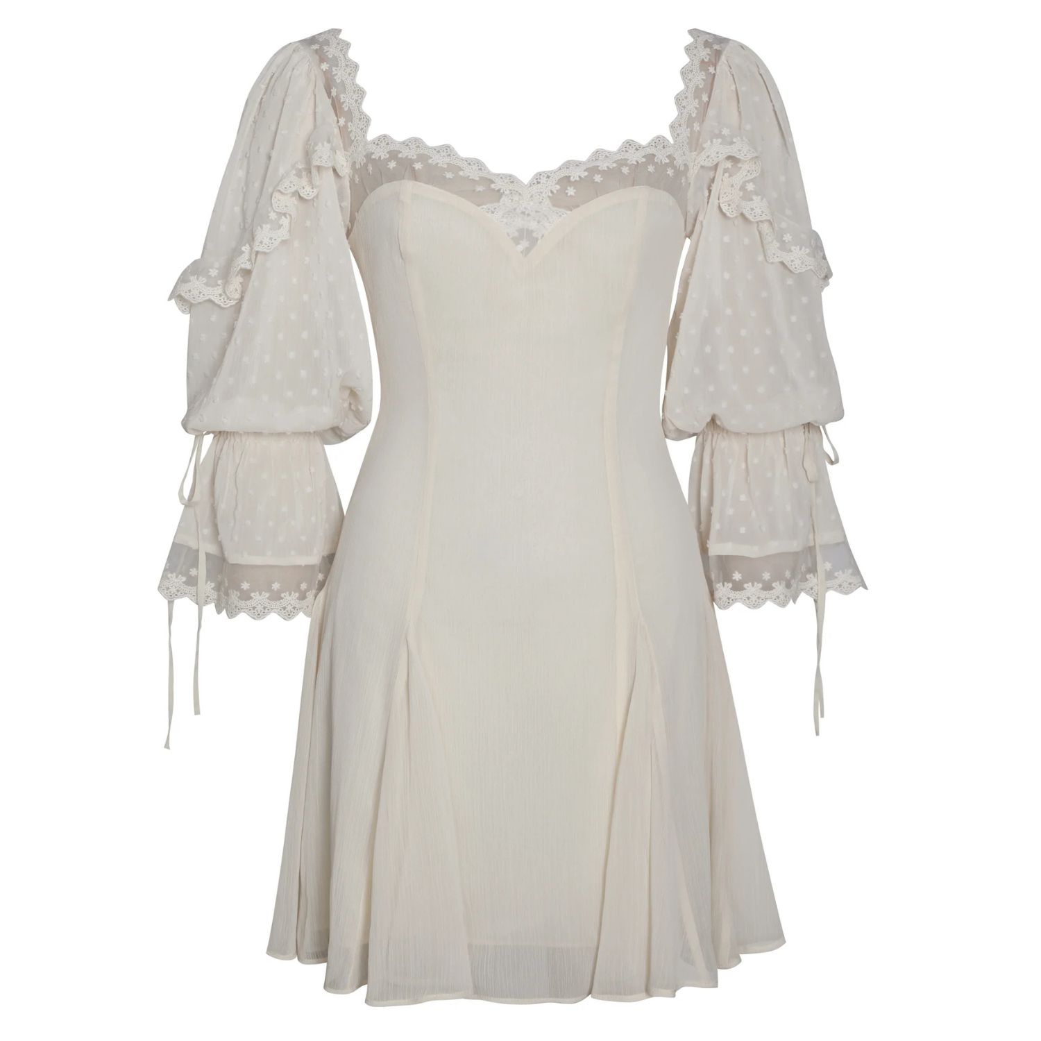 Miss Circle New York Women's White Zakira Lace Trim Half Sleeve Mini Dress In White