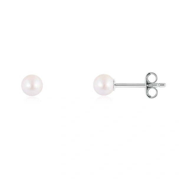 Gold Trip Women's White / Silver Freshwater Pearl Stud Earrings In Silver In Silver
