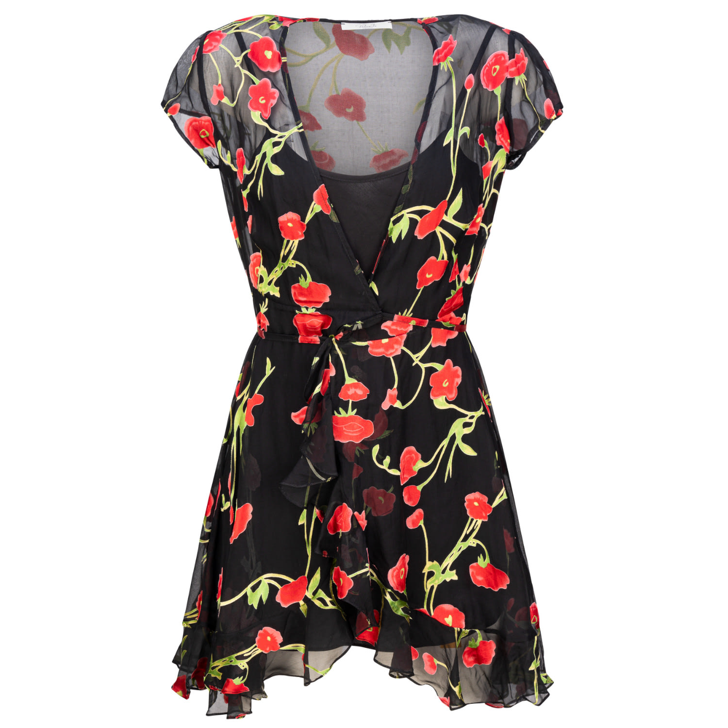 Women’s Black Alice Poppy Silk Wrap Dress Mini Extra Small Introvertie Vienna