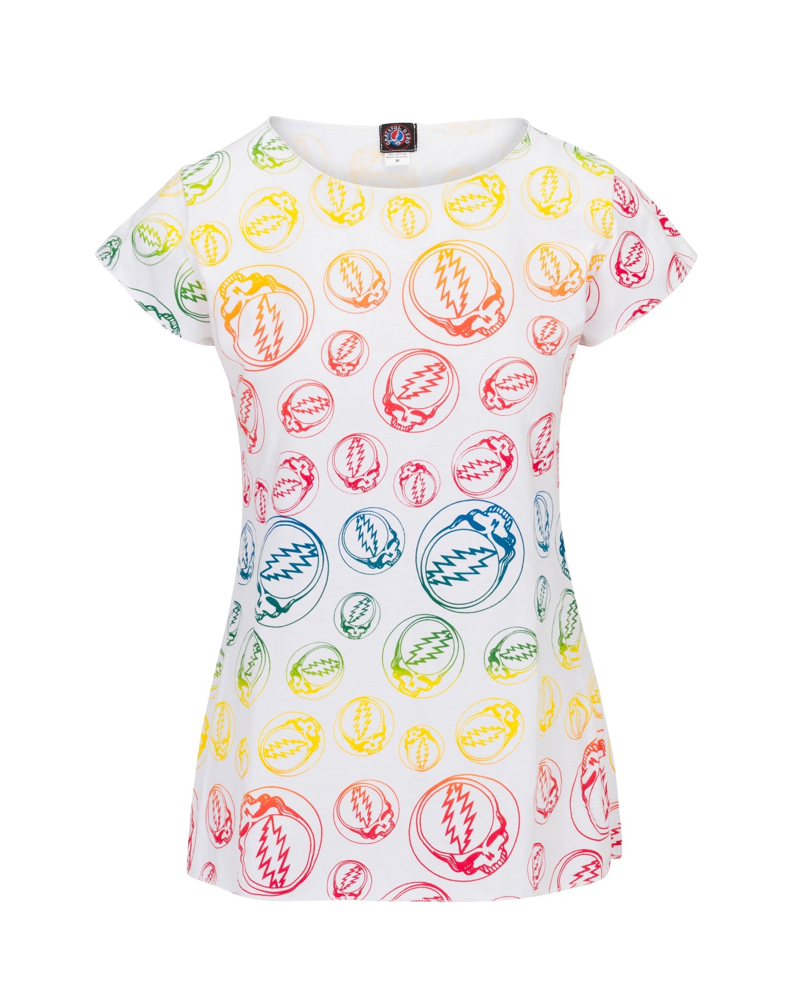 Meghan Fabulous Women's Steal Your Rainbow Grateful Dead T-shirt - White Rainbow