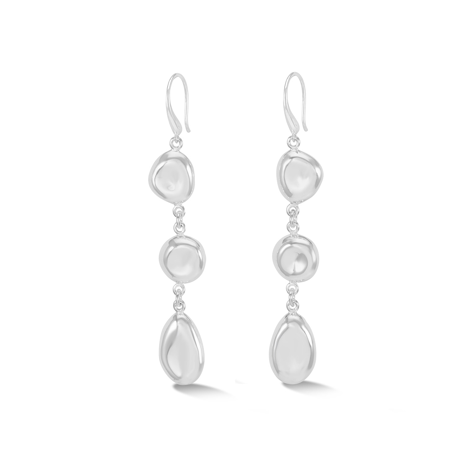 Women’s Long Triple Pebble Drop Earrings In Silver Dower & Hall