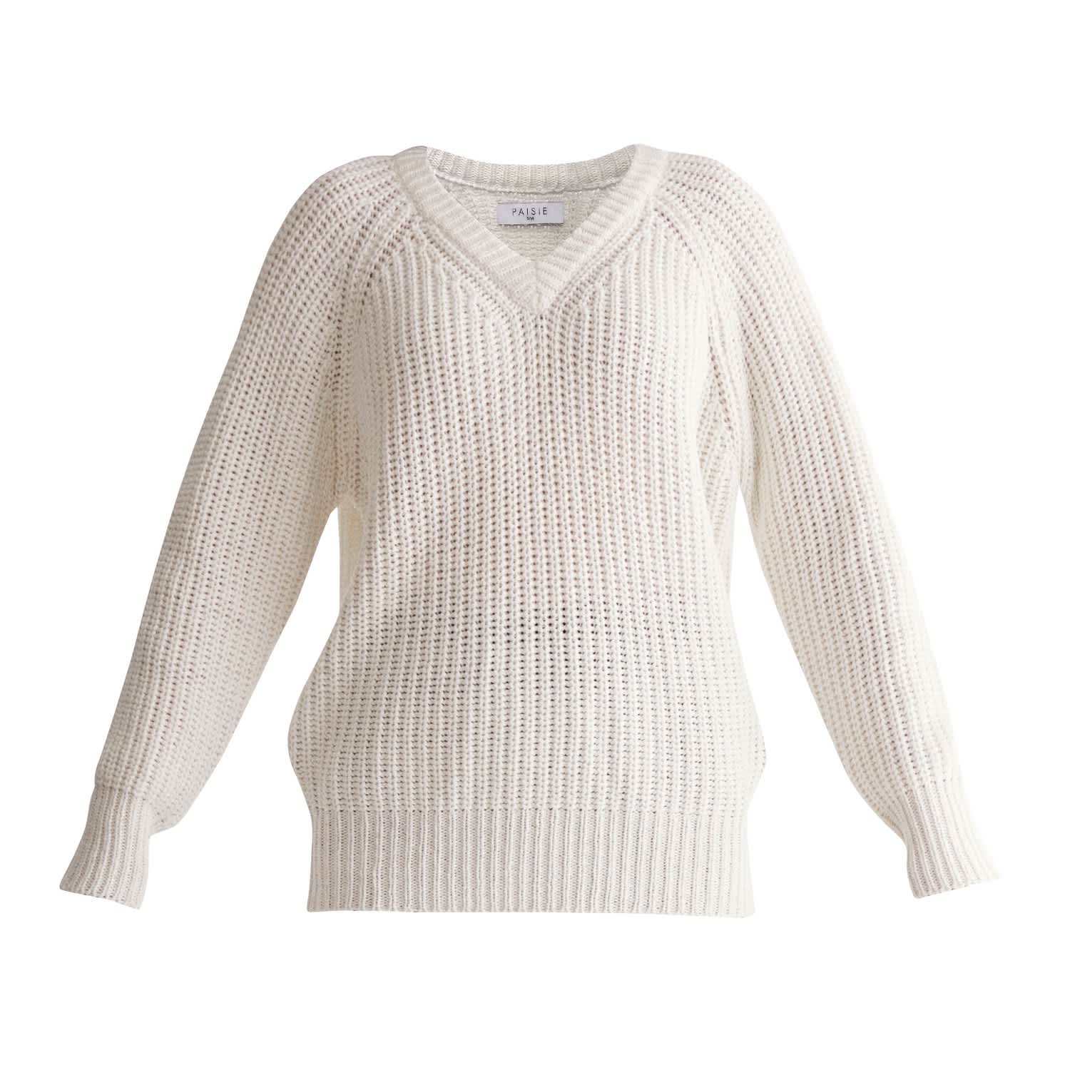 v neck jumper white