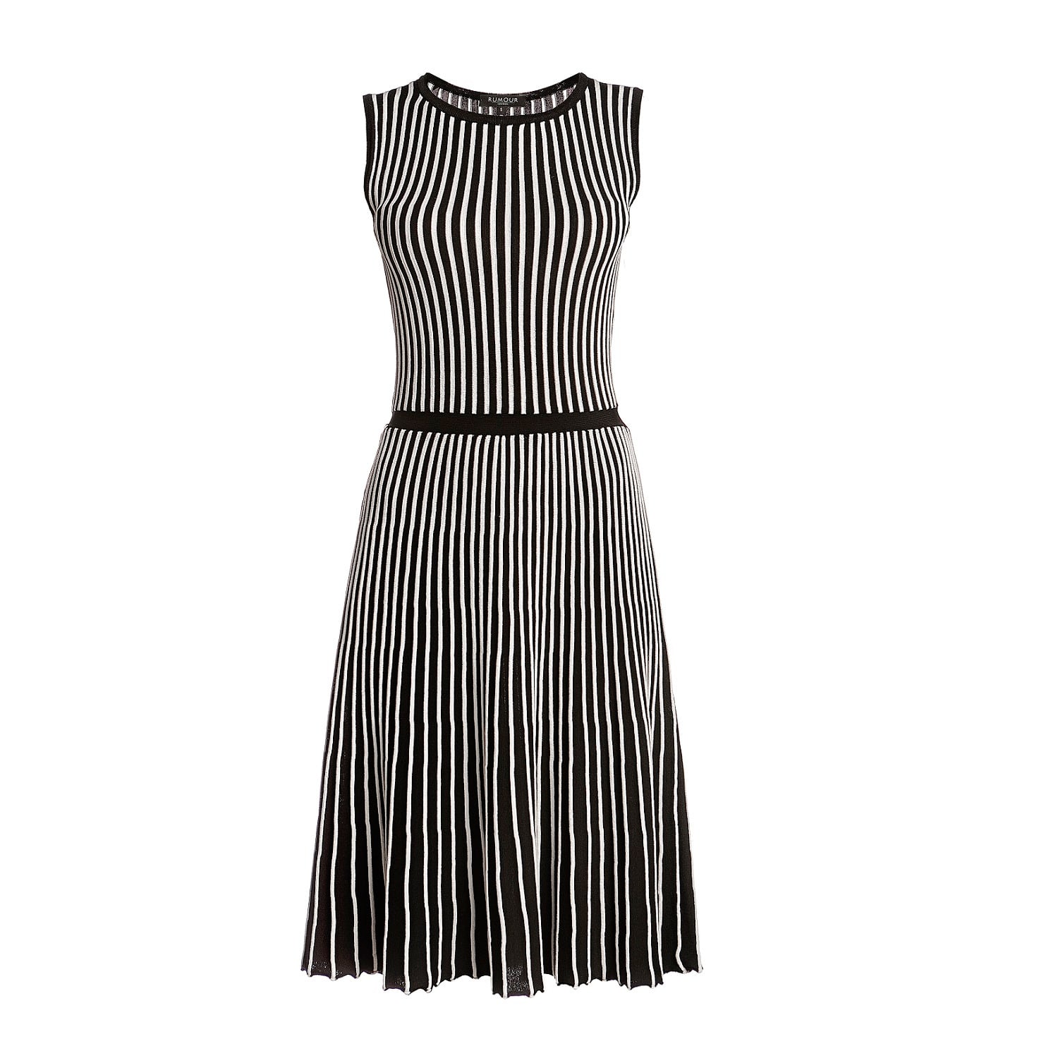 Women’s White / Black Sienna Striped Fit-And-Flare Dress Medium Rumour London